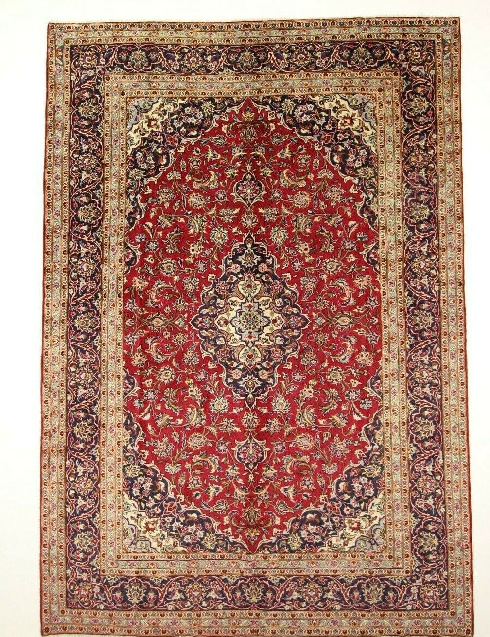 Hand-Knotted Wool Kashan Persian Rug, 346 × 244 cm