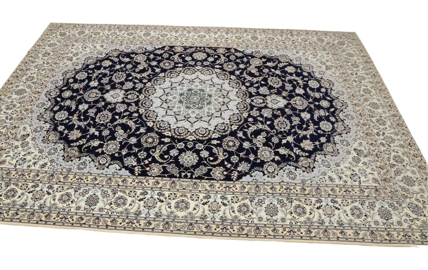 Nain Persian Rug 358 × 254 cm, Wool & Silk, hand-knotted