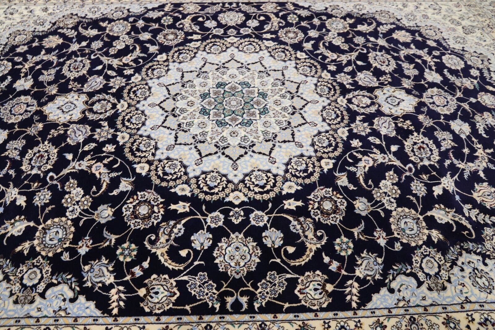 Nain Persian Rug 358 × 254 cm, Wool & Silk, hand-knotted