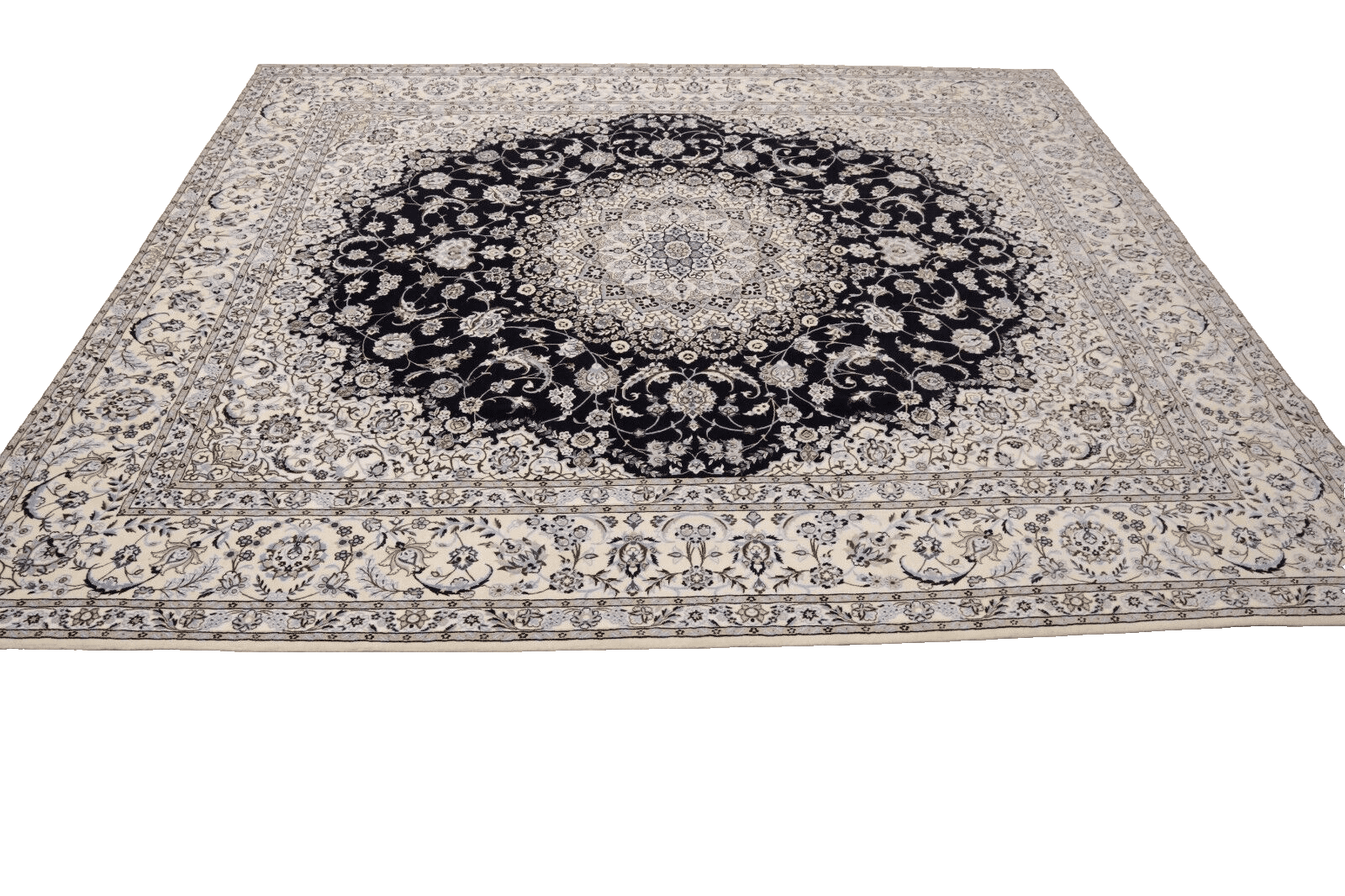 Hand-Knotted Wool & Silk Nain Persian Rug, 248 × 206 cm