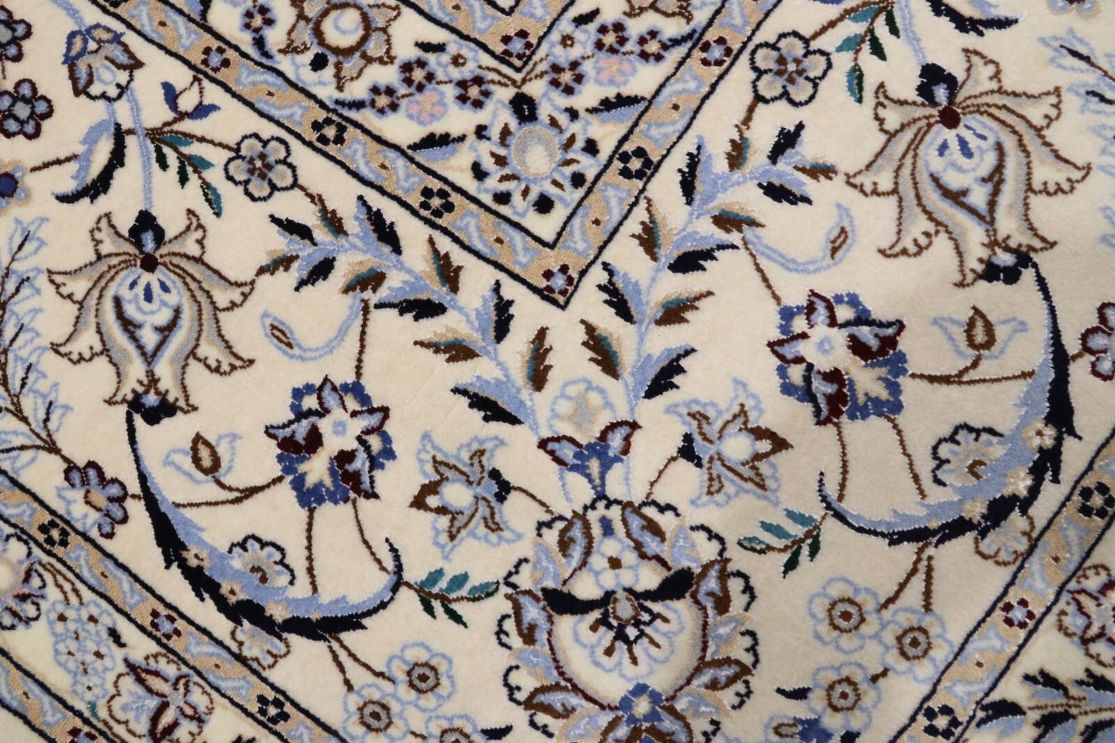 Hand-Knotted Wool & Silk Nain Persian Rug, 248 × 206 cm