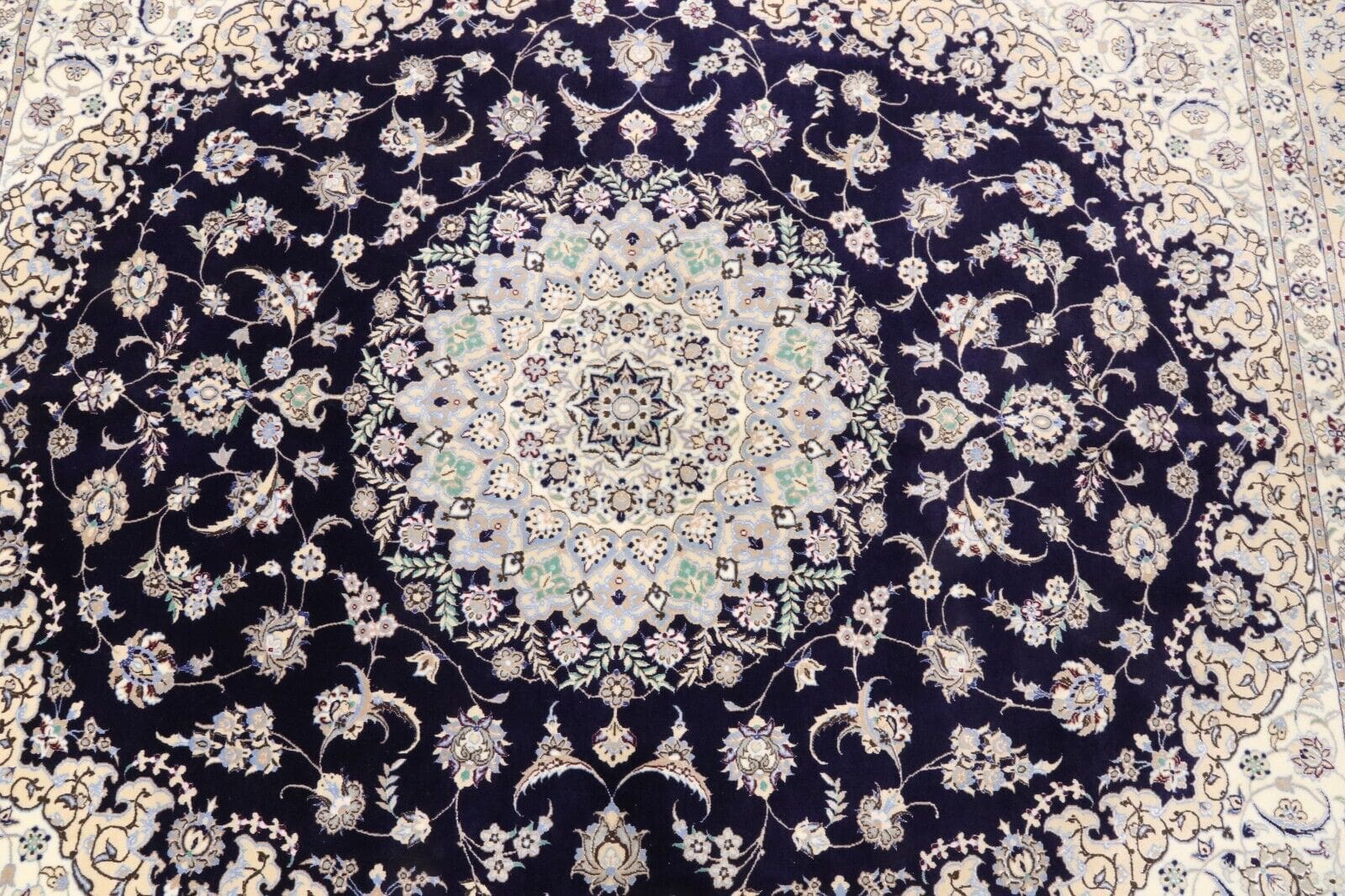 Hand-Knotted Wool & Silk Nain Persian Rug, 248 × 206 cm