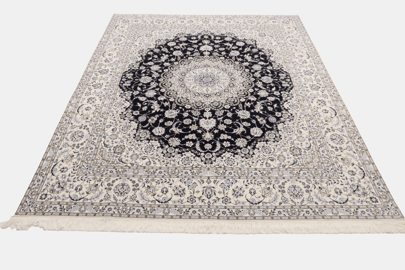Hand-Knotted Wool & Silk Nain Persian Rug, 248 × 206 cm