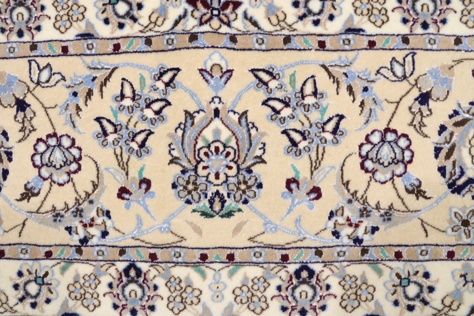 Hand-Knotted Wool & Silk Nain Persian Rug, 248 × 206 cm