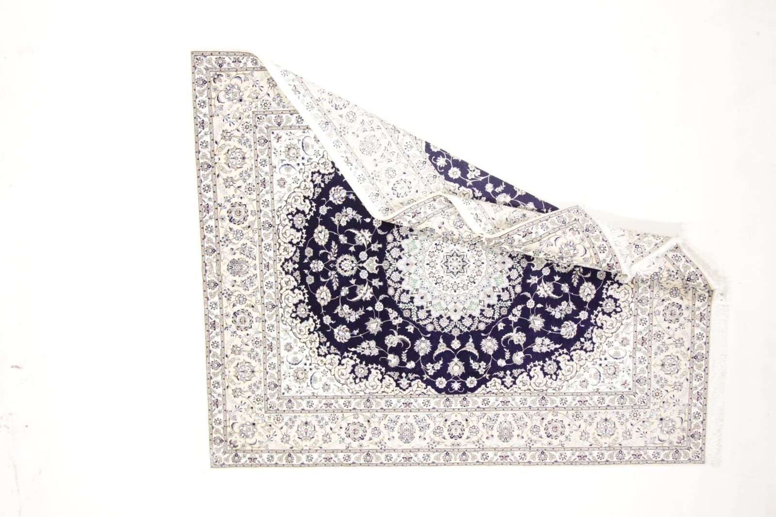 Hand-Knotted Wool & Silk Nain Persian Rug, 248 × 206 cm
