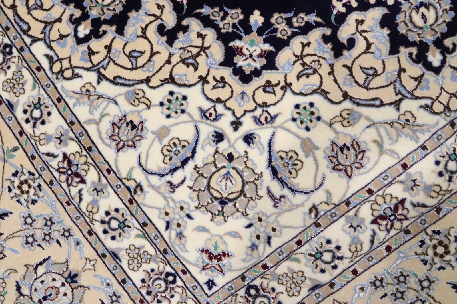 Hand-Knotted Wool & Silk Nain Persian Rug, 248 × 206 cm