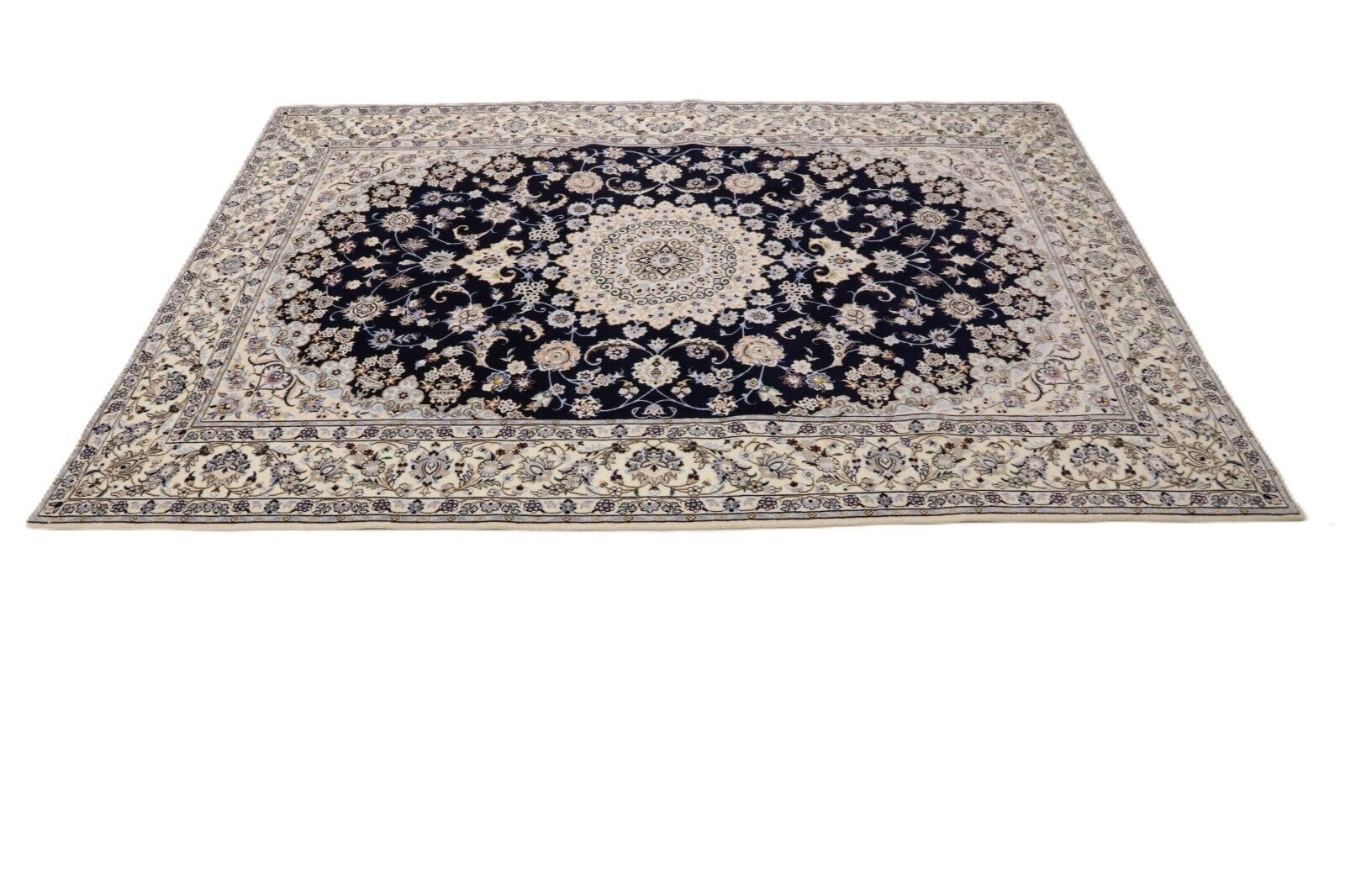 Hand-Knotted Wool & Silk Nain Persian Rug, 254 × 168 cm