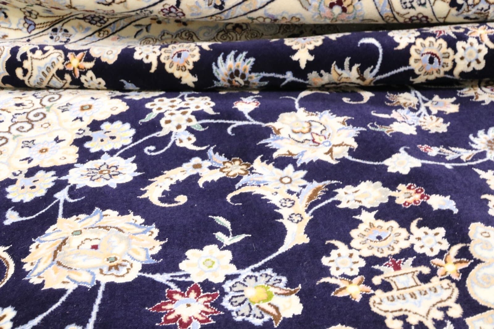 Hand-Knotted Wool & Silk Nain Persian Rug, 254 × 168 cm