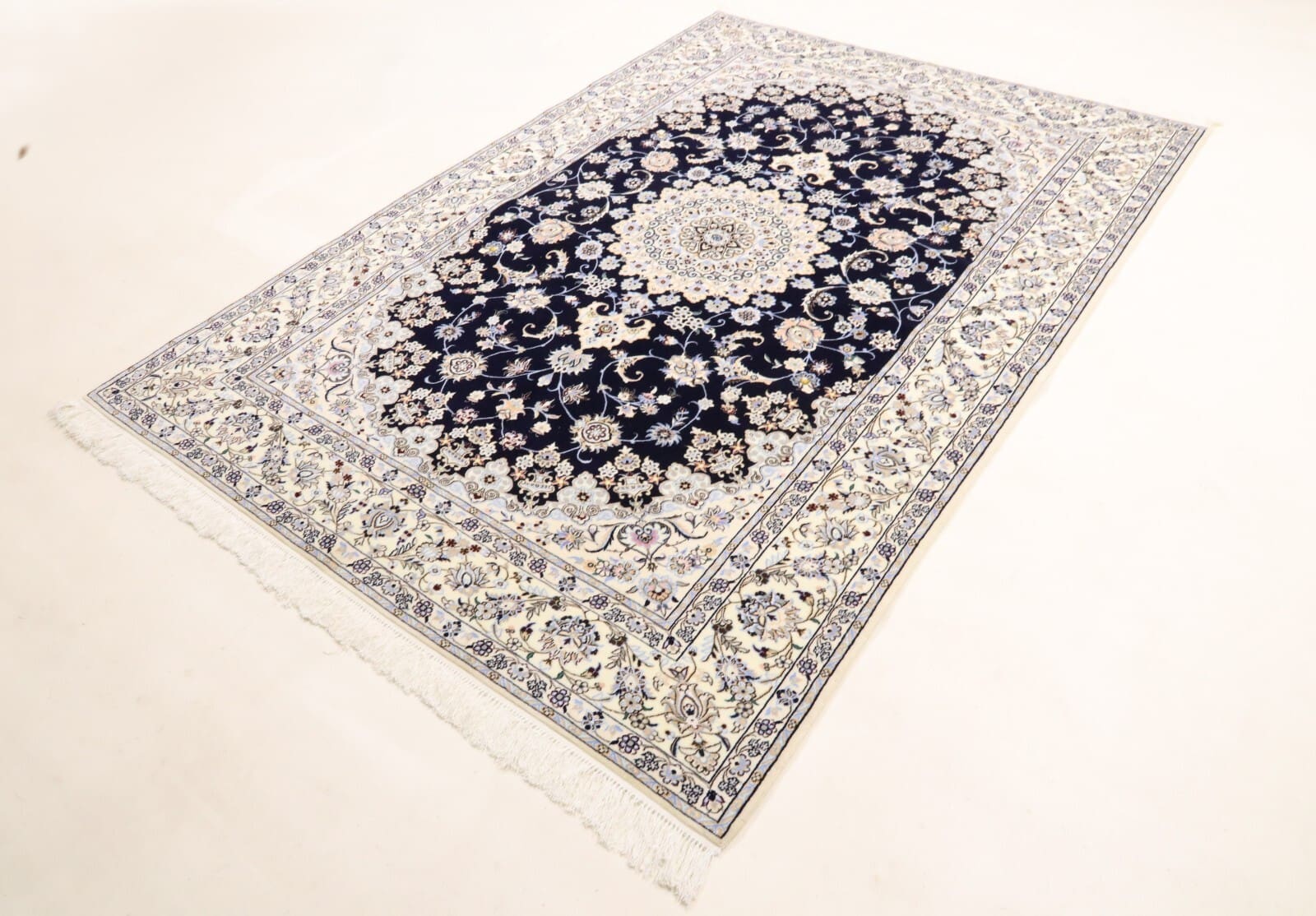 Hand-Knotted Wool & Silk Nain Persian Rug, 254 × 168 cm