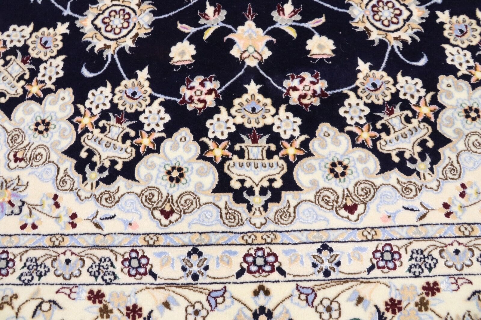 Hand-Knotted Wool & Silk Nain Persian Rug, 254 × 168 cm