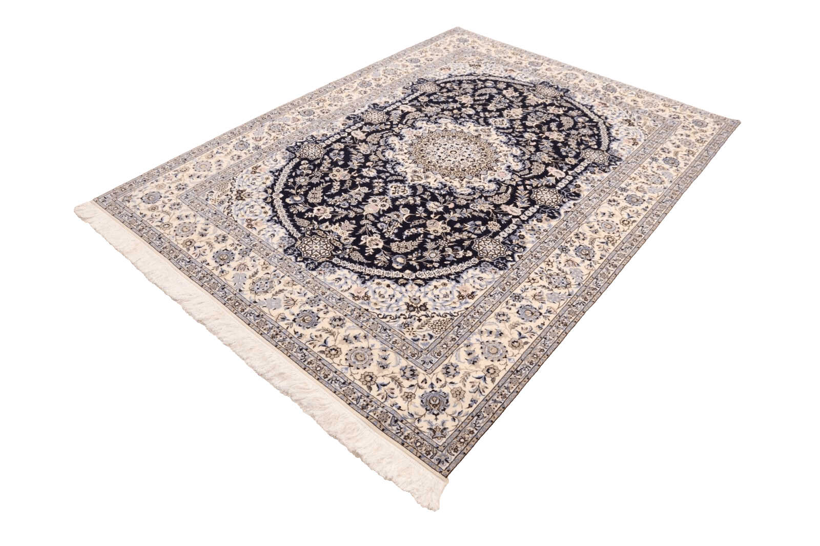 Hand-Knotted Wool & Silk Nain Persian Rug, 234 × 173 cm