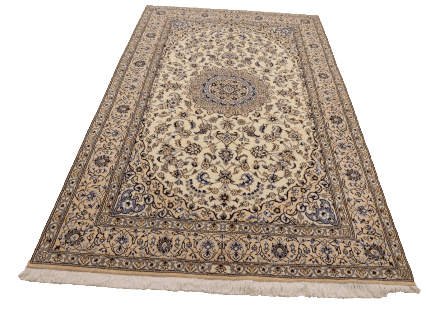 Hand-Knotted Wool & Silk Nain Persian Rug, 250 × 157 cm
