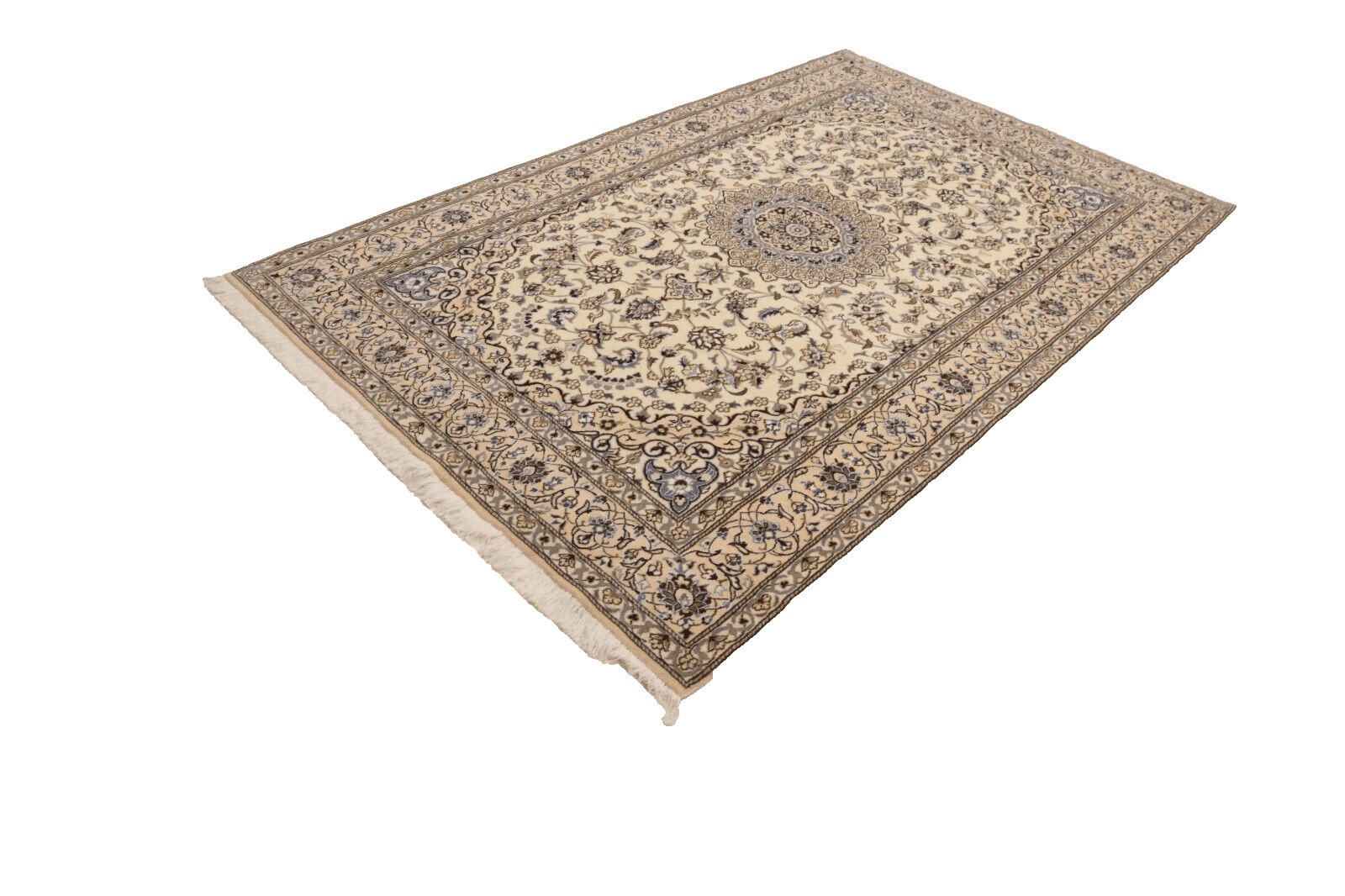 Hand-Knotted Wool & Silk Nain Persian Rug, 250 × 157 cm