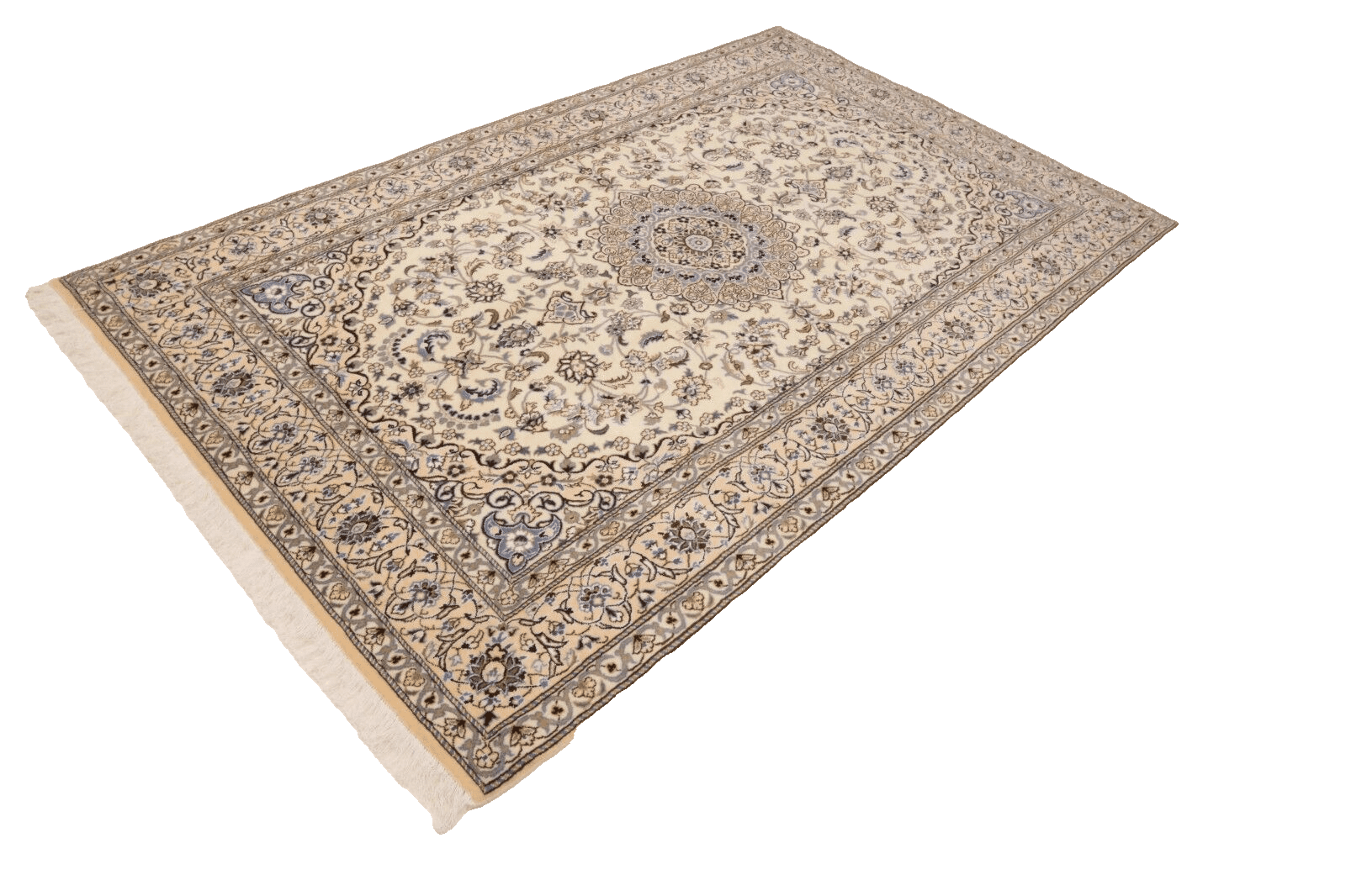 Hand-Knotted Wool & Silk Nain Persian Rug, 250 × 157 cm