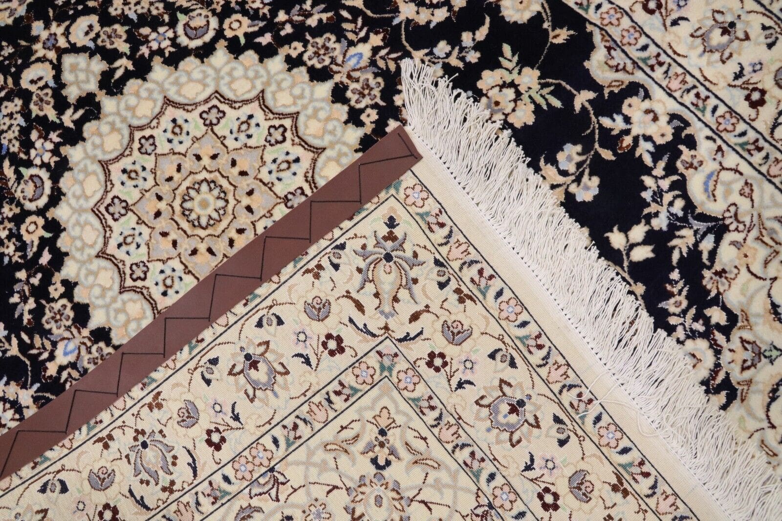 Hand-Knotted Wool & Silk Nain Persian Rug, 107 × 140 cm