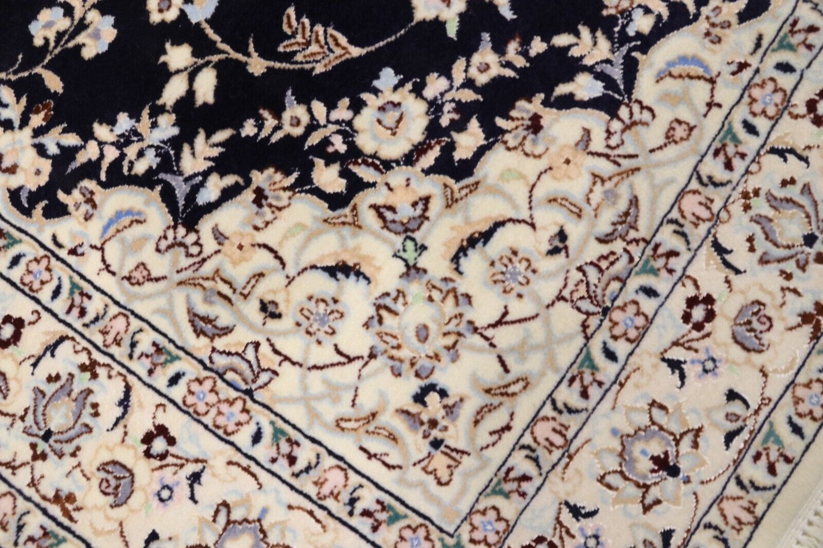 Hand-Knotted Wool & Silk Nain Persian Rug, 107 × 140 cm