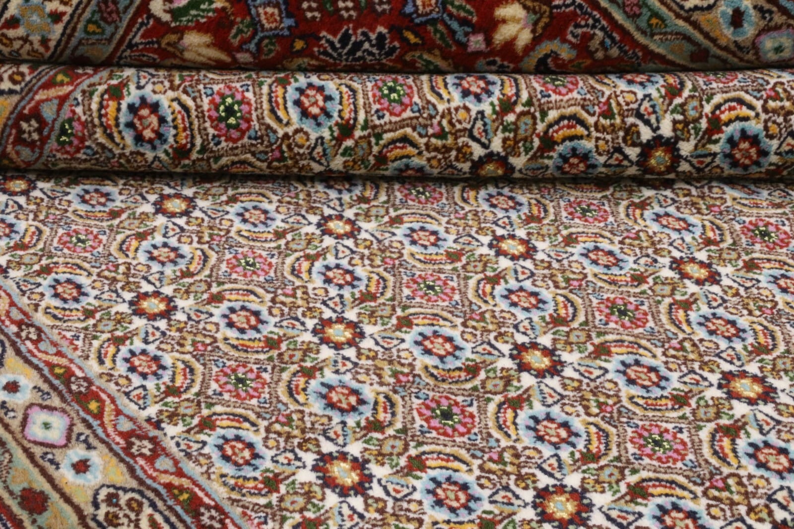 Hand-Knotted Wool & Silk Moud Persian Rug, 246 × 169 cm