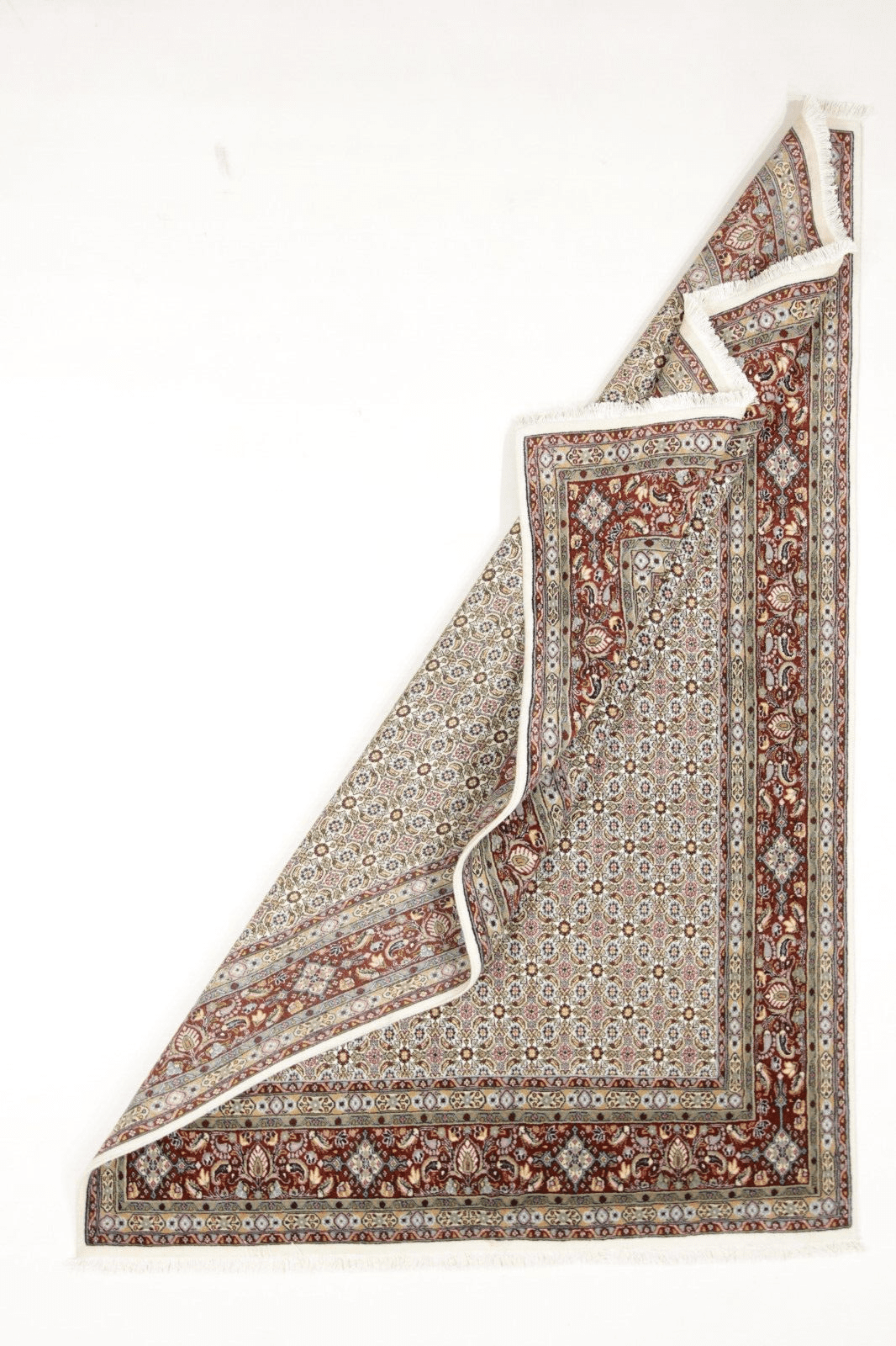Hand-Knotted Wool & Silk Moud Persian Rug, 246 × 169 cm
