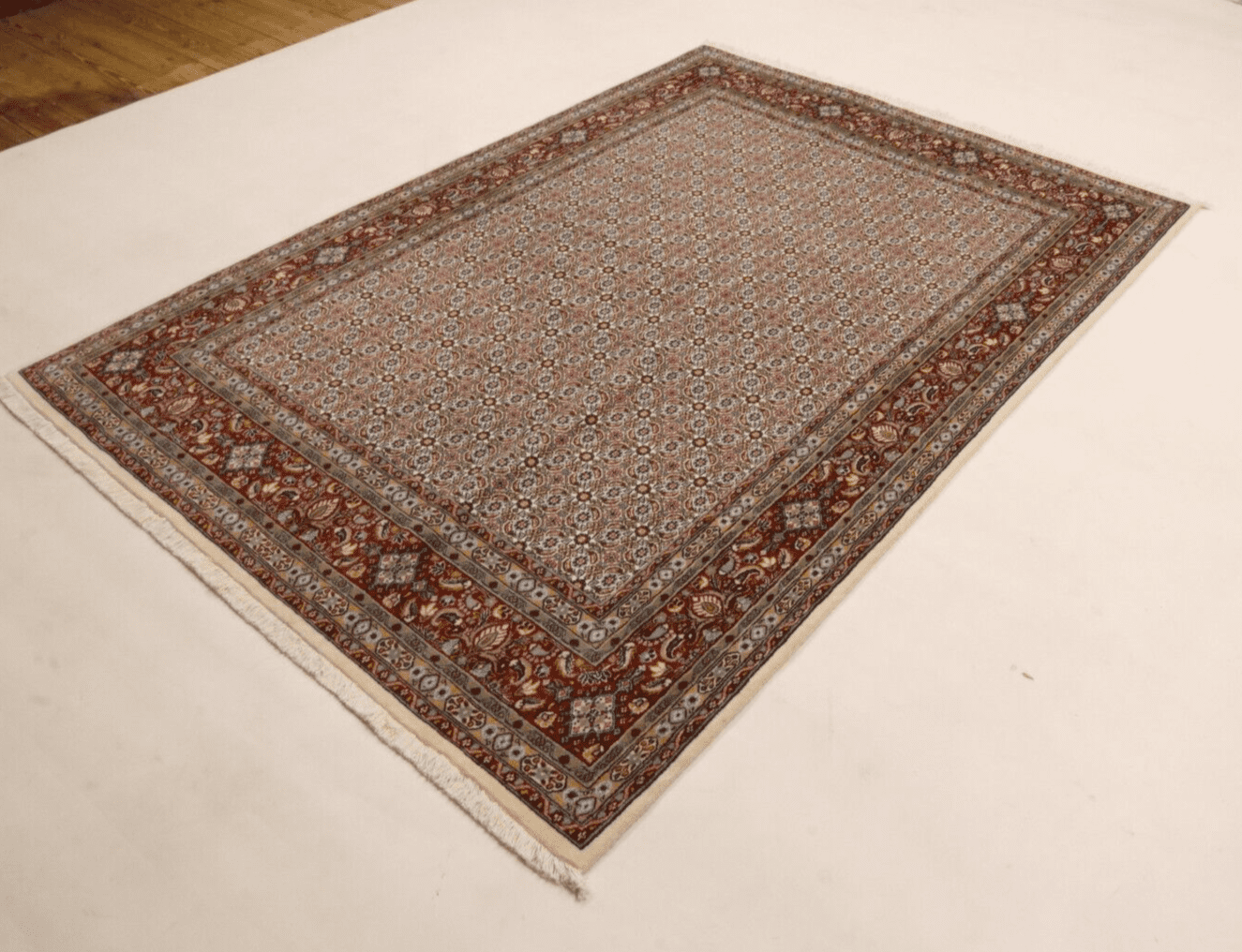 Hand-Knotted Wool & Silk Moud Persian Rug, 246 × 169 cm