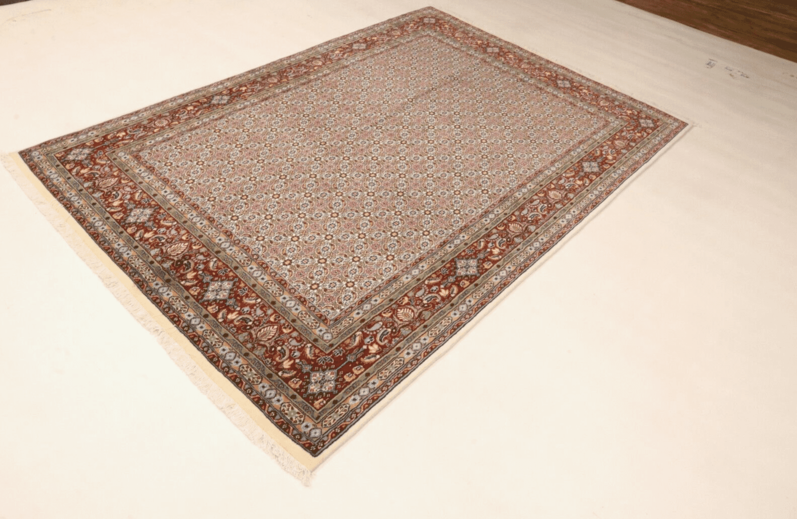 Hand-Knotted Wool & Silk Moud Persian Rug, 246 × 169 cm