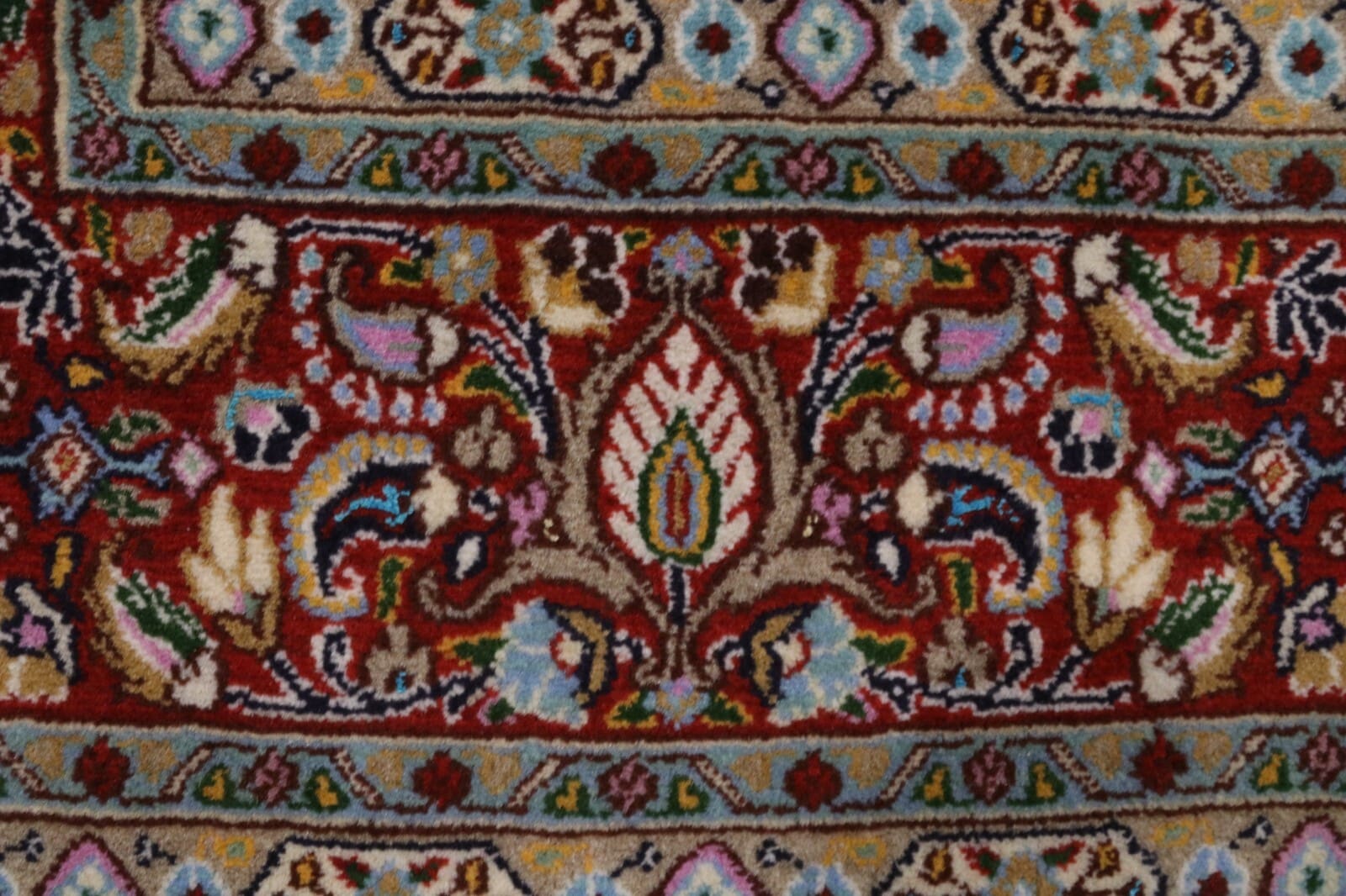 Hand-Knotted Wool & Silk Moud Persian Rug, 246 × 169 cm