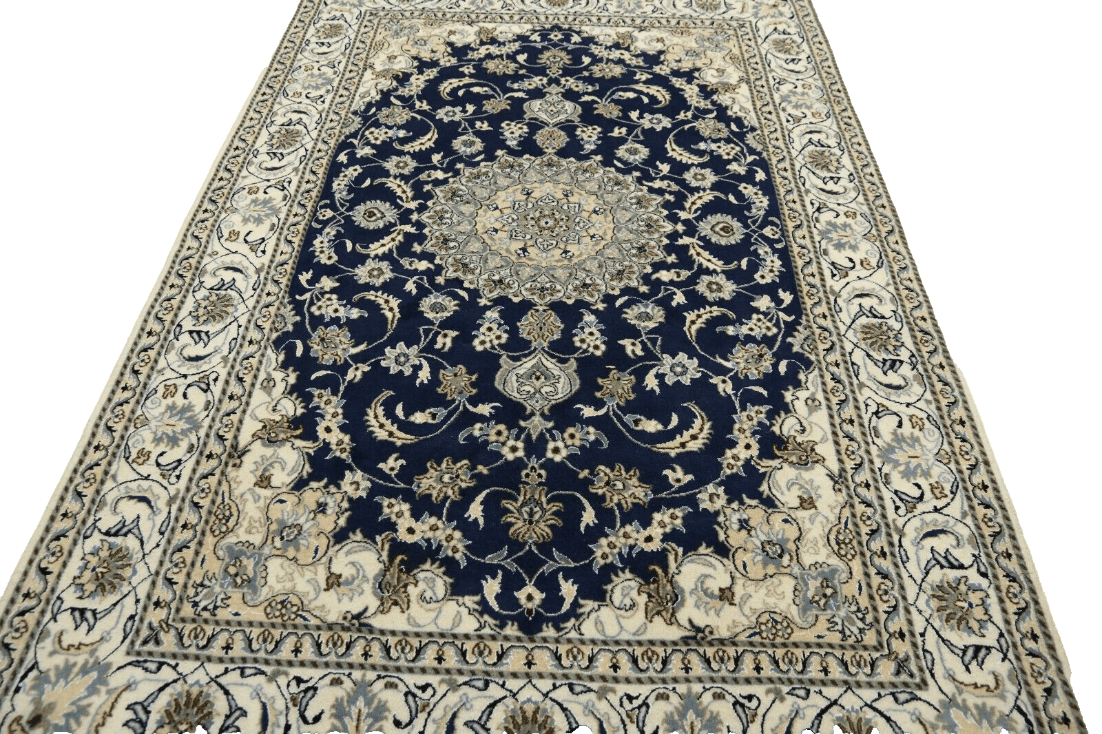 Hand-Knotted Silk Nain Persian Rug, 290 × 195 cm