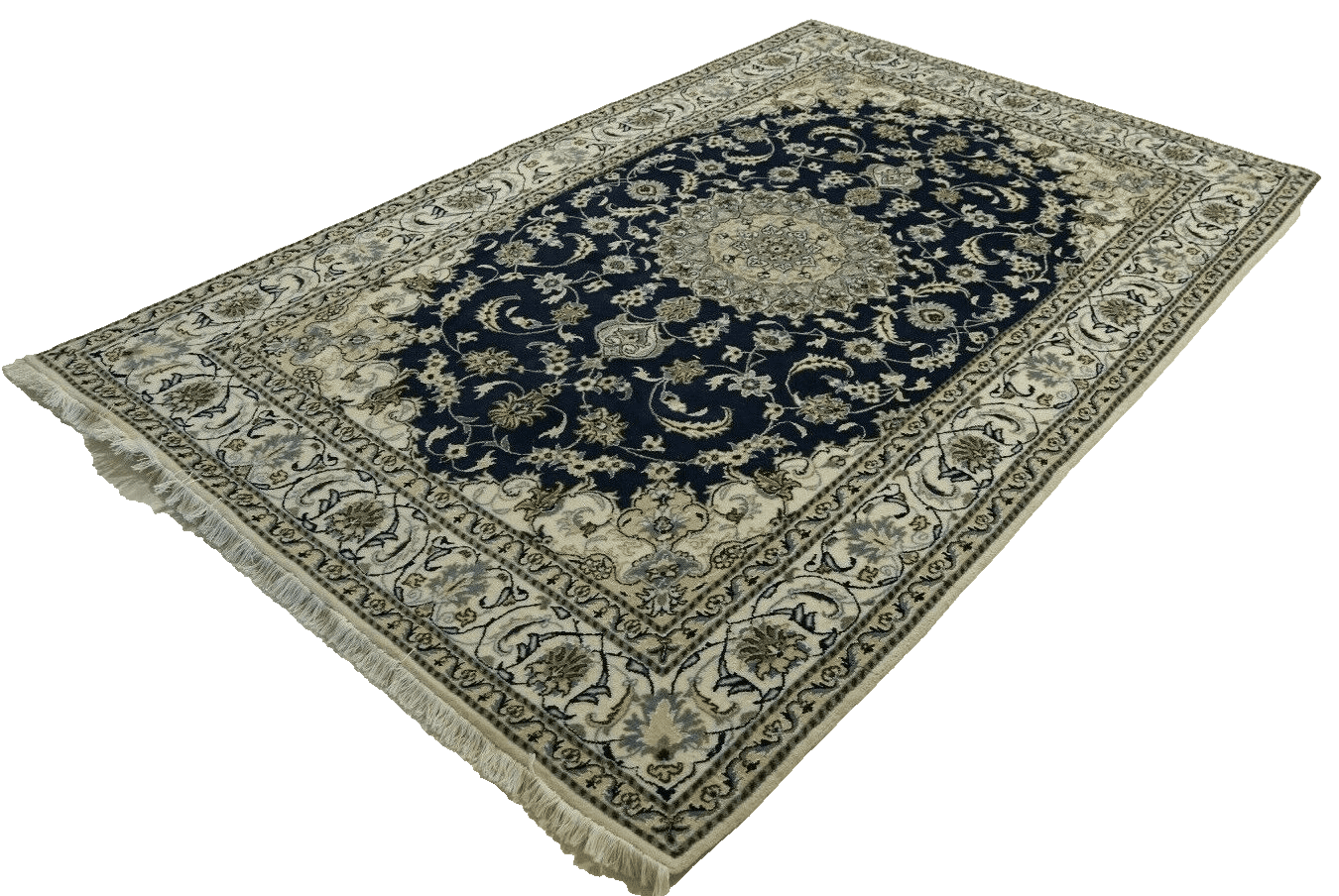Hand-Knotted Silk Nain Persian Rug, 290 × 195 cm