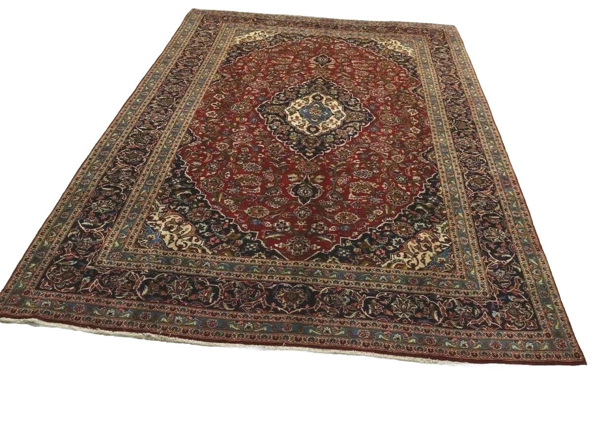Hand-Knotted Wool Kashan Persian Rug, 346 × 244 cm