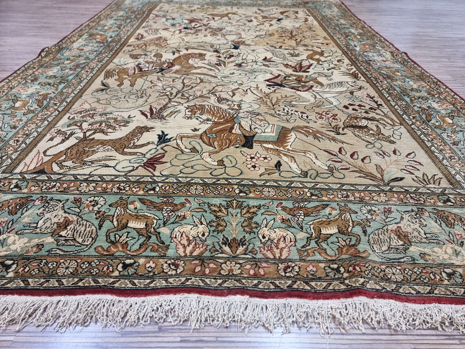 Hand-Knotted Silk Qom Persian Rug, 212 × 138 cm