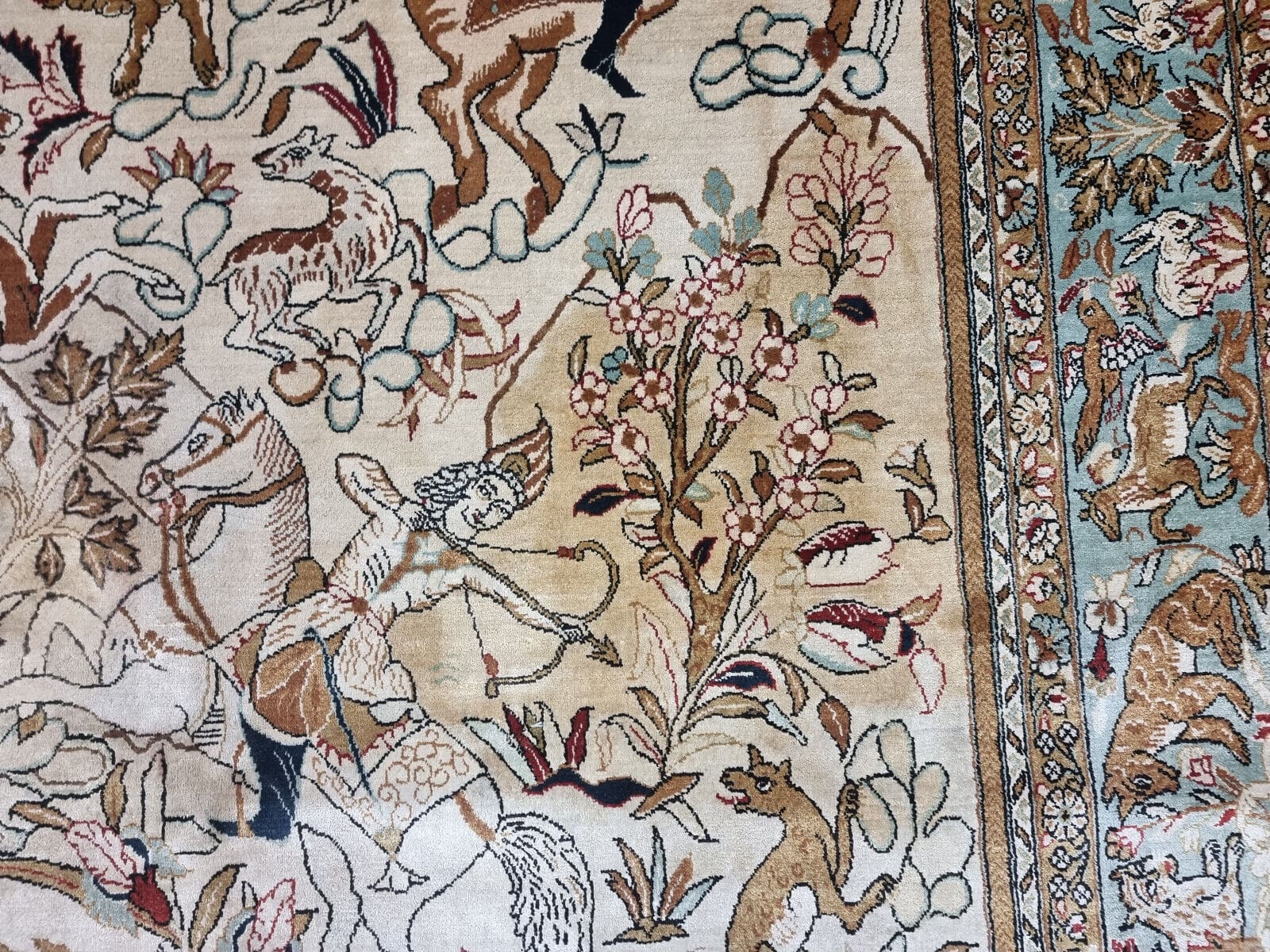 Hand-Knotted Silk Qom Persian Rug, 212 × 138 cm