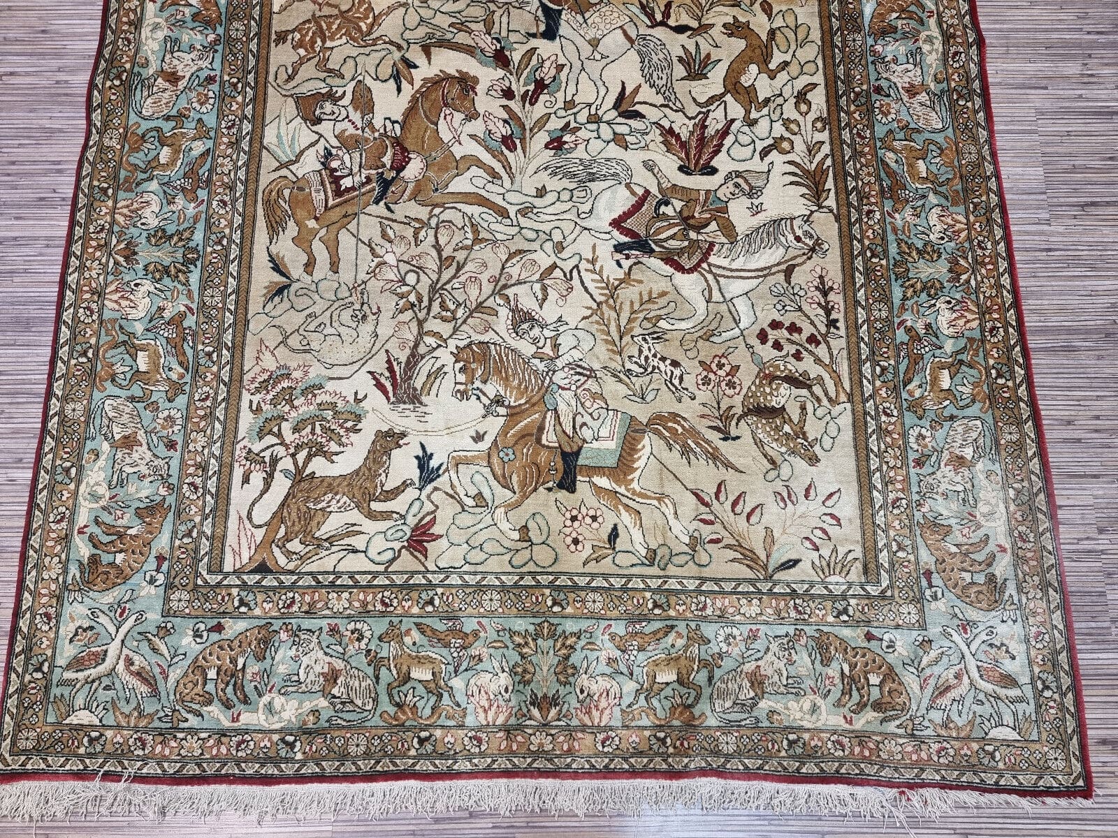 Hand-Knotted Silk Qom Persian Rug, 212 × 138 cm