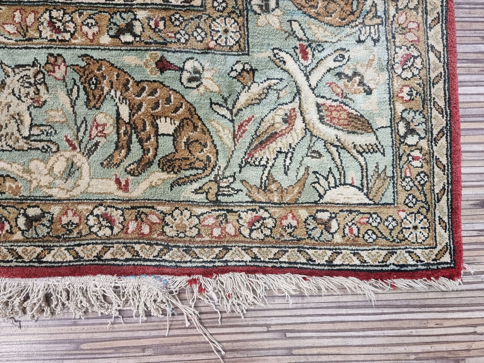 Hand-Knotted Silk Qom Persian Rug, 212 × 138 cm