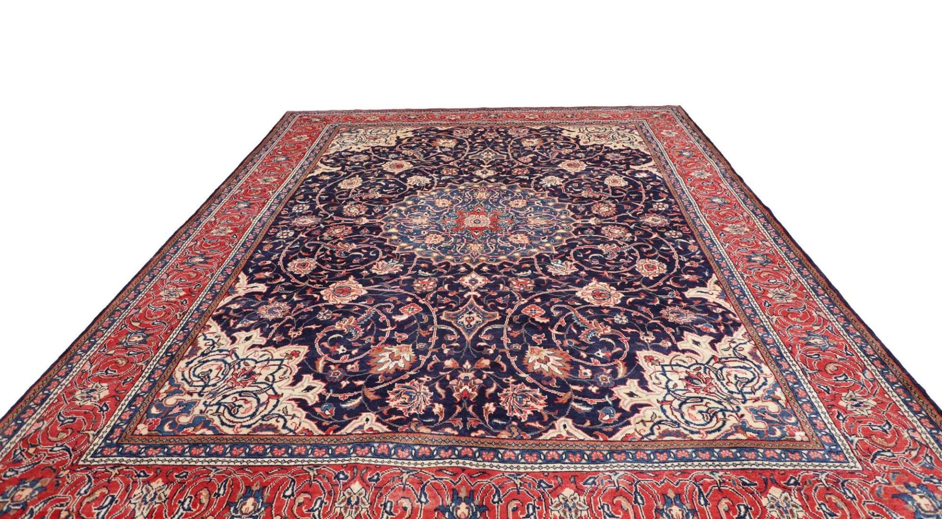 Hand-Knotted Wool Sarouk Farahan Persian Rug, 303 × 395 cm