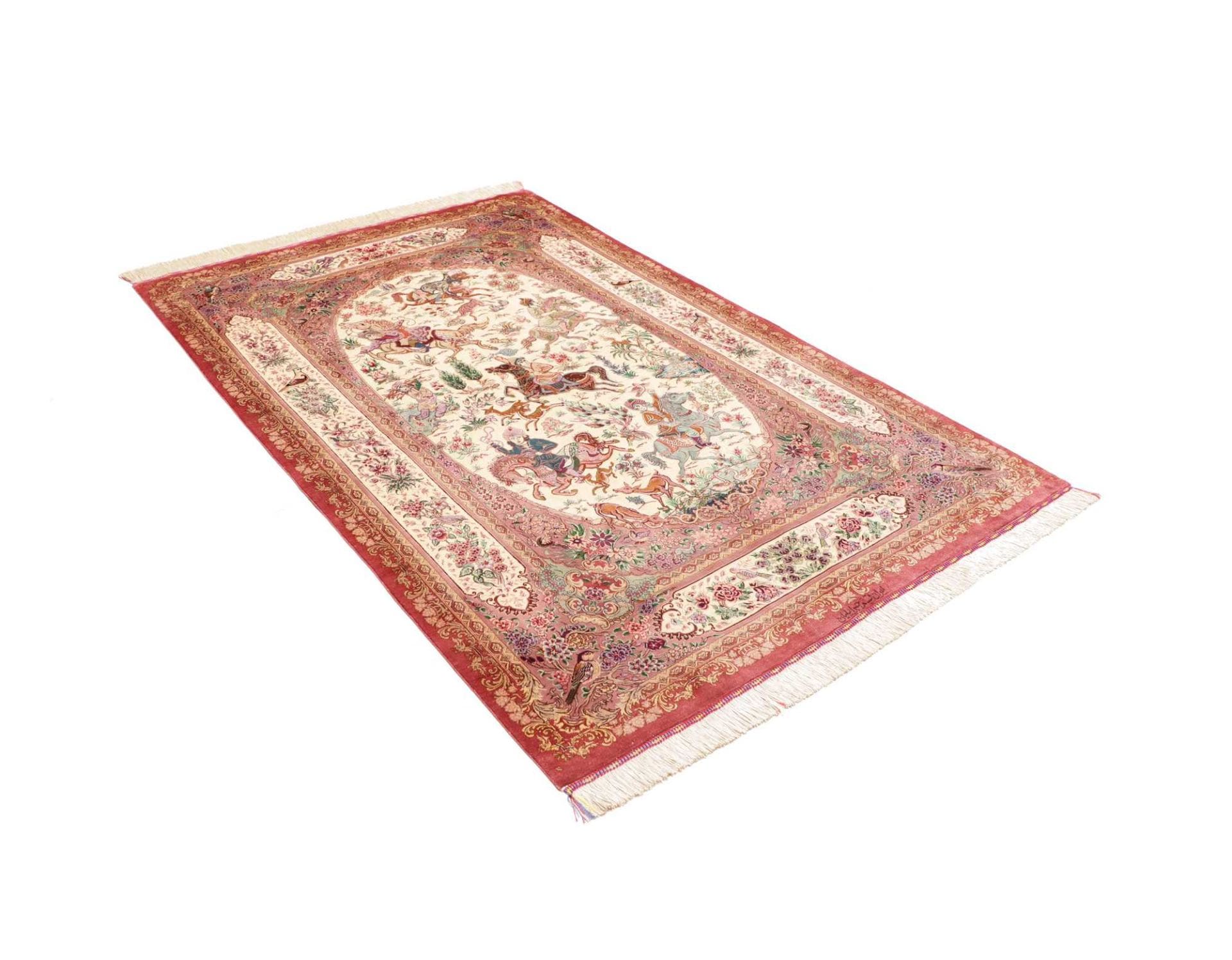 ghom-teppich-135-x-201-cm-feine-seide-handgeknupft-perserteppich-2 Hand-Knotted Silk Qom Persian Rug, 135 × 201 cm