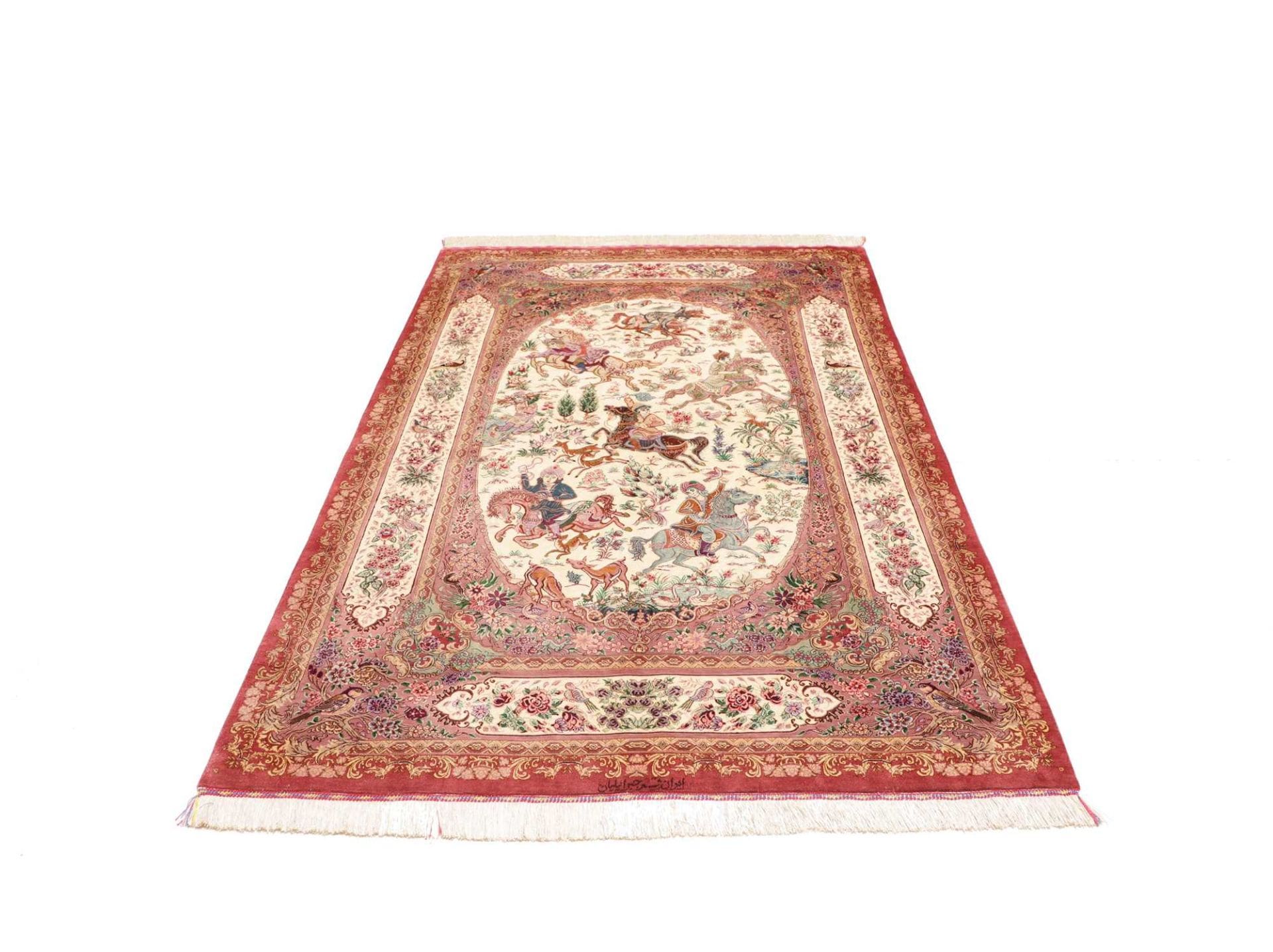 ghom-teppich-135-x-201-cm-feine-seide-handgeknupft-perserteppich-3 Hand-Knotted Silk Qom Persian Rug, 135 × 201 cm