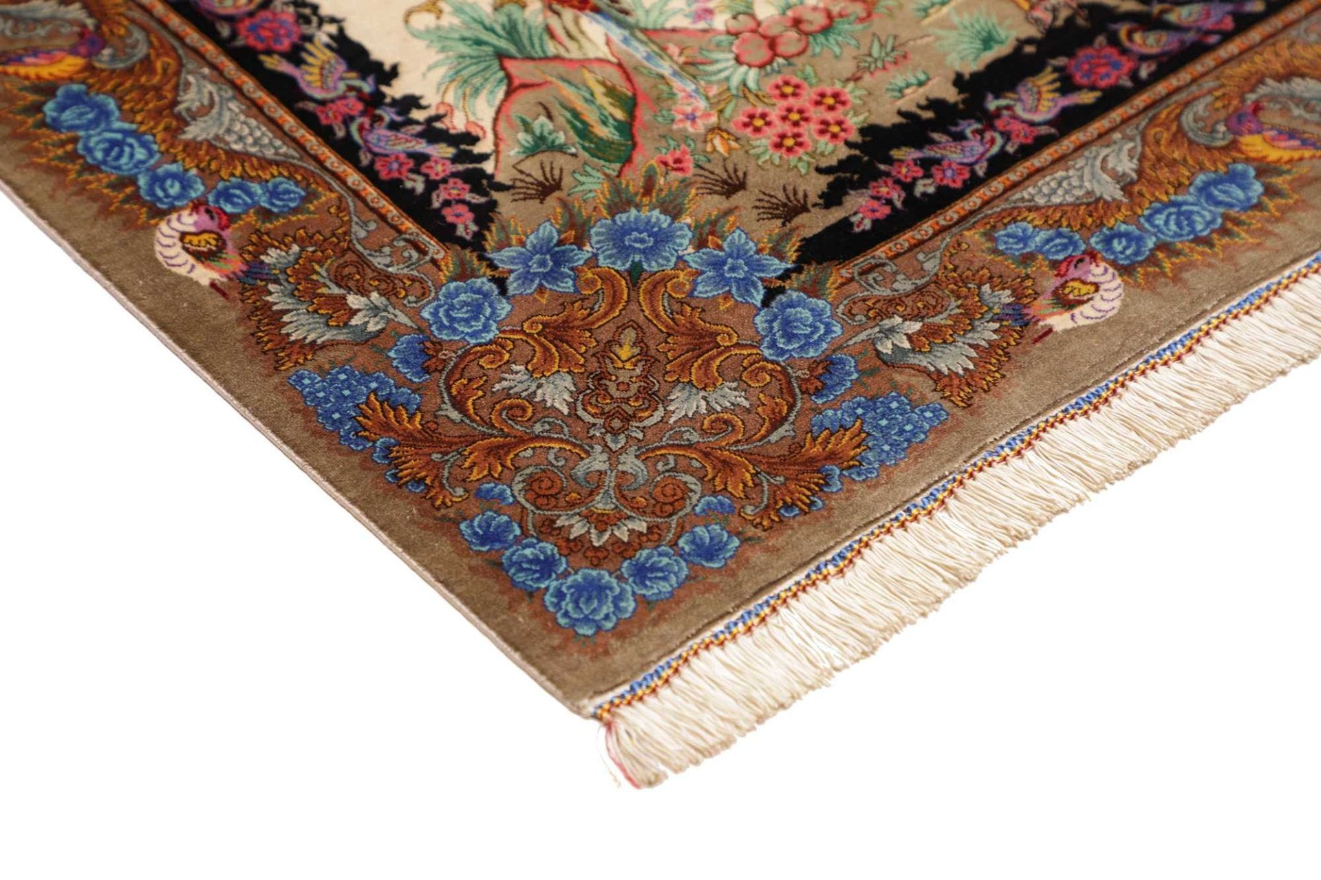 Hand-Knotted Silk Qom Persian Rug, 103 × 150 cm