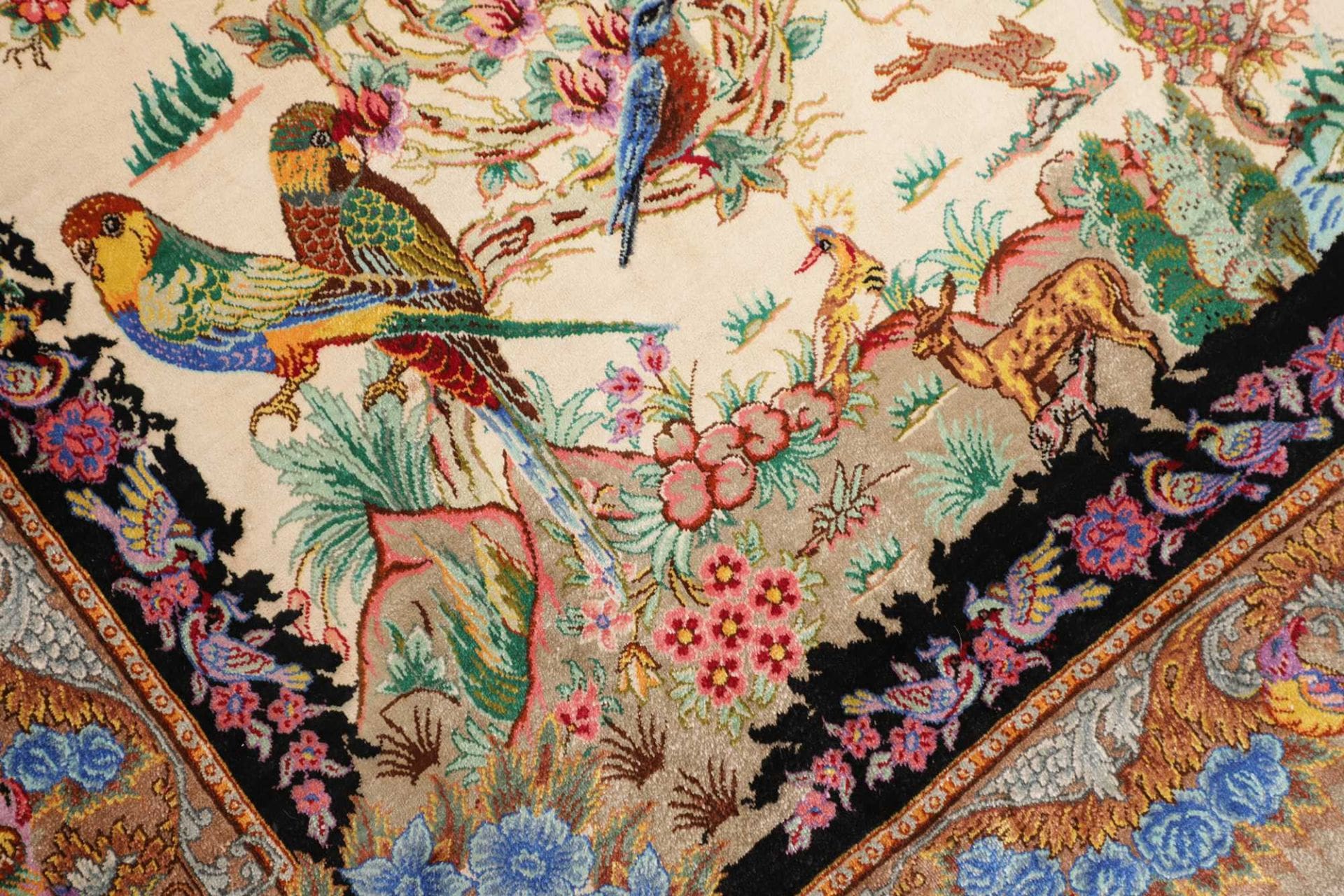 Hand-Knotted Silk Qom Persian Rug, 103 × 150 cm