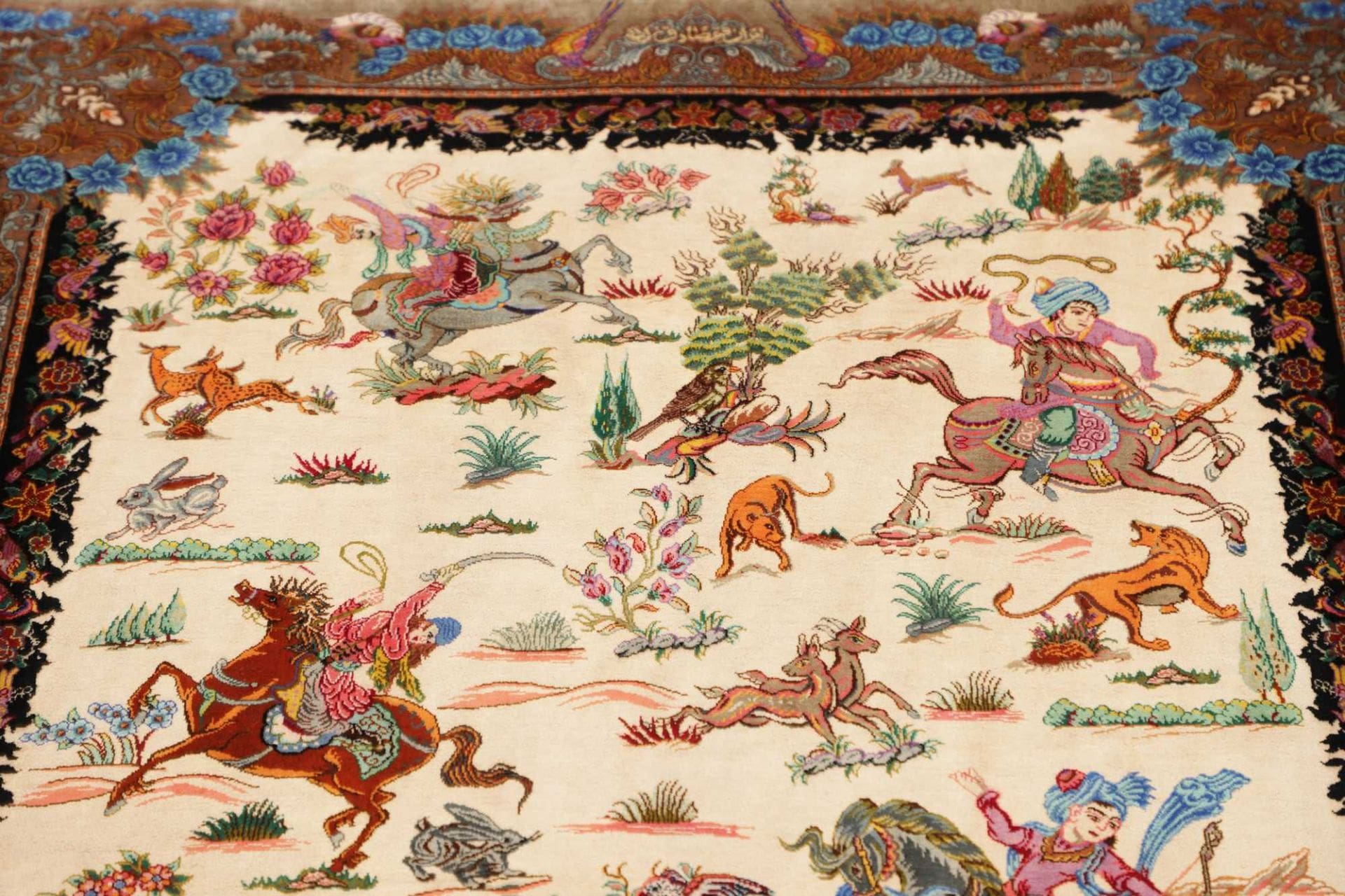 Hand-Knotted Silk Qom Persian Rug, 103 × 150 cm