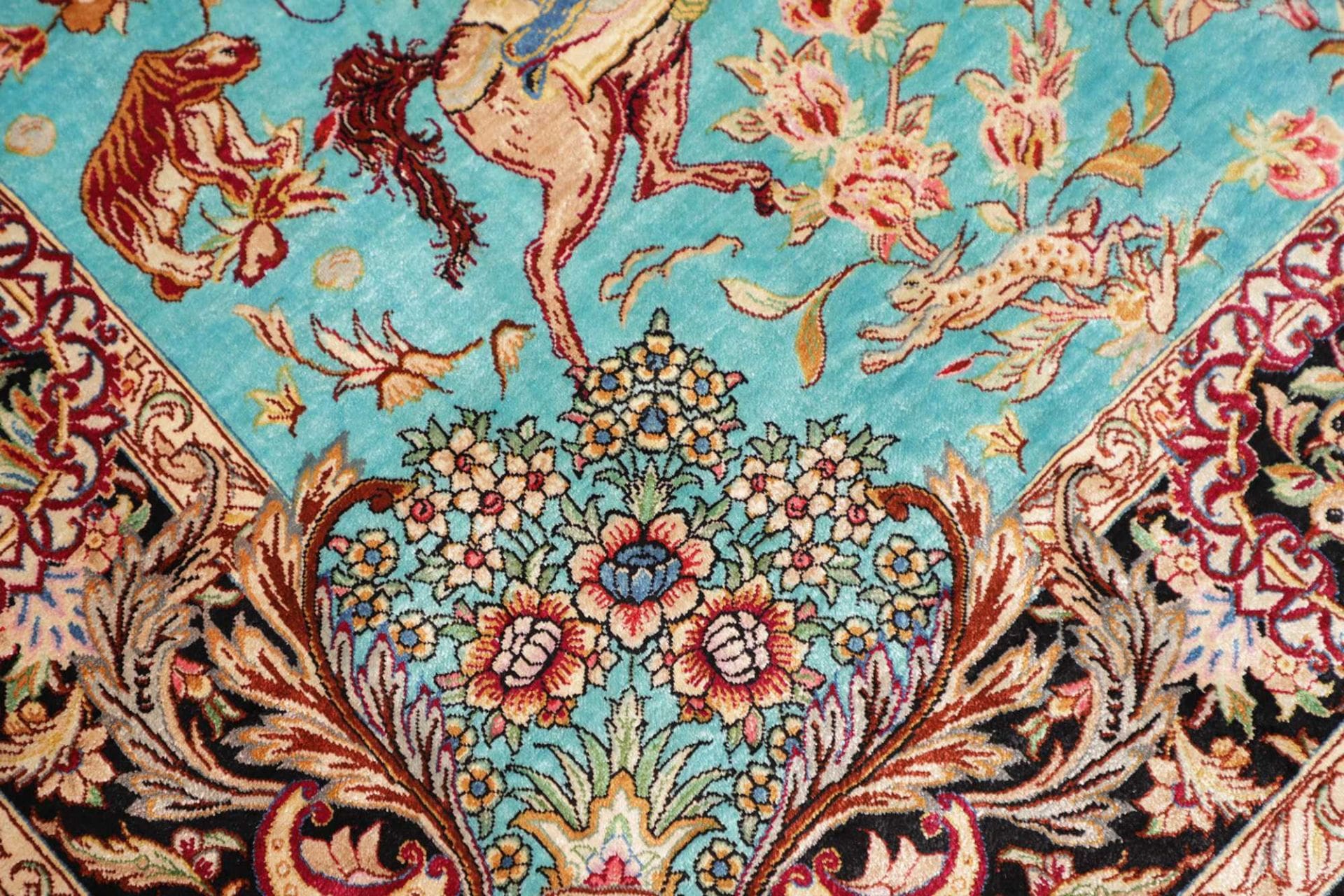 Hand-Knotted Silk Qom Persian Rug, 103 × 145 cm