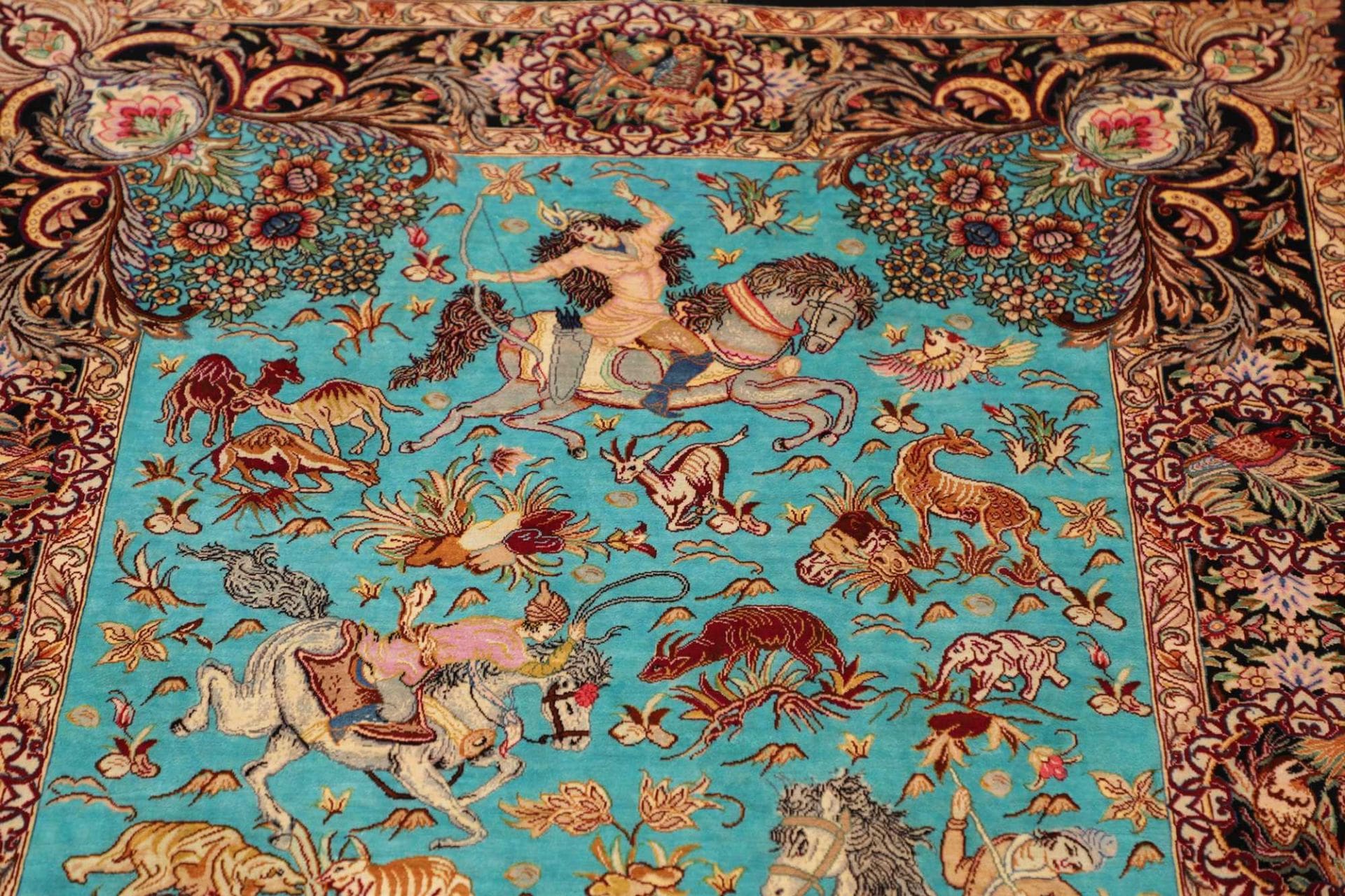 Hand-Knotted Silk Qom Persian Rug, 103 × 145 cm