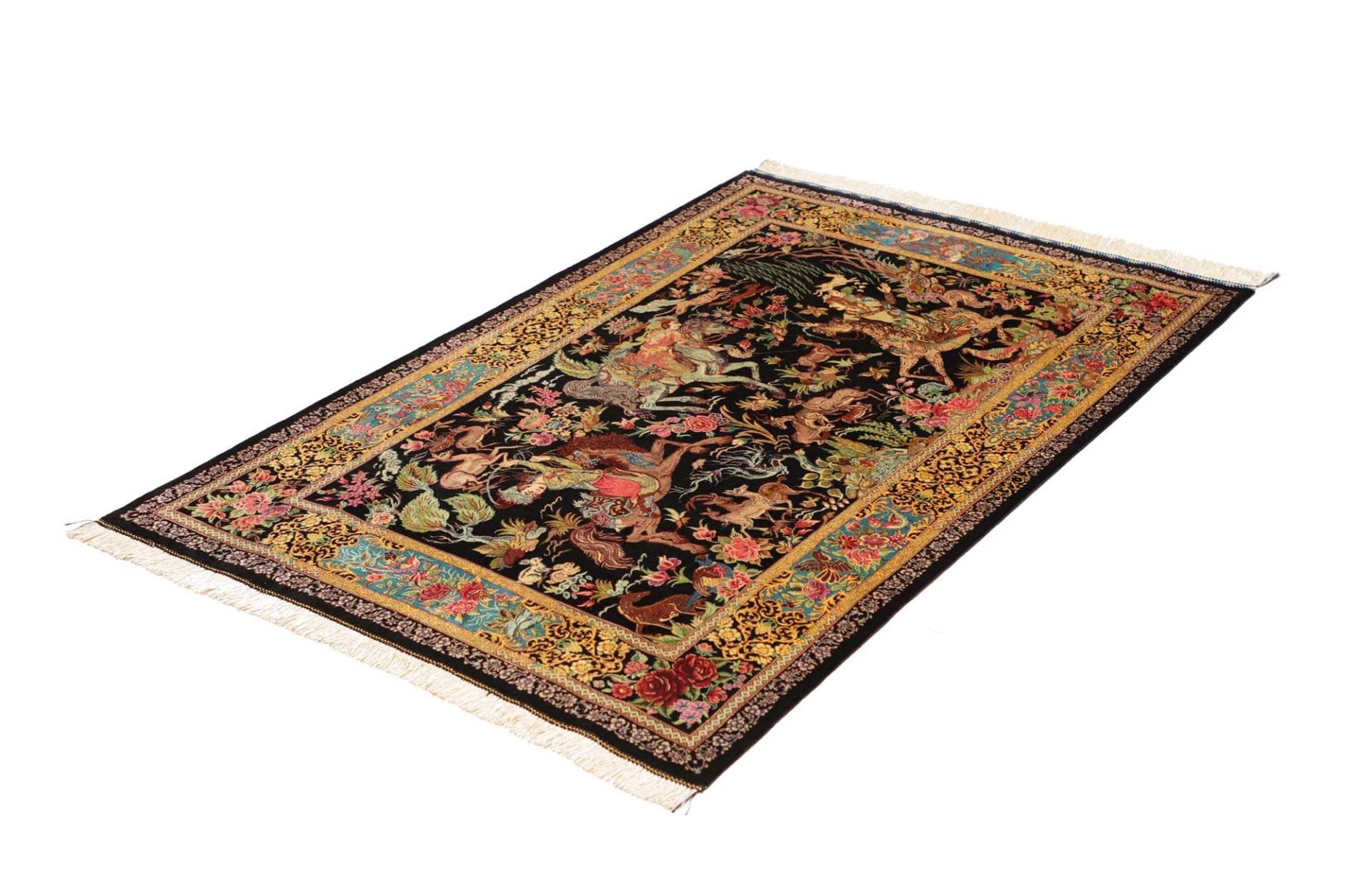 Qom Persian Rug — hand-knotted, 103 × 148 cm, Silk