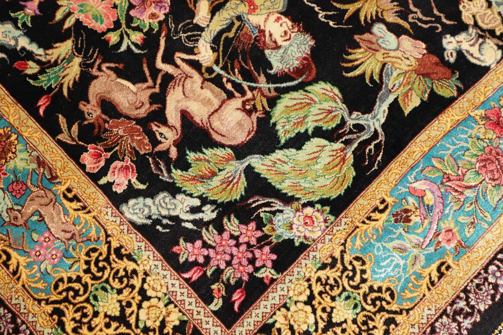 Qom Persian Rug — hand-knotted, 103 × 148 cm, Silk
