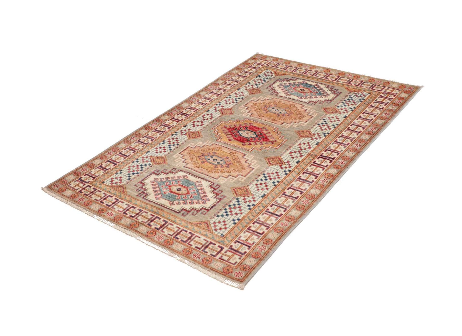 kazak-teppich-106-x-152-cm-geometrisches-muster-handgeknupft-1 Kazak Pakistani Rug 106 × 152 cm, Wool, hand-knotted