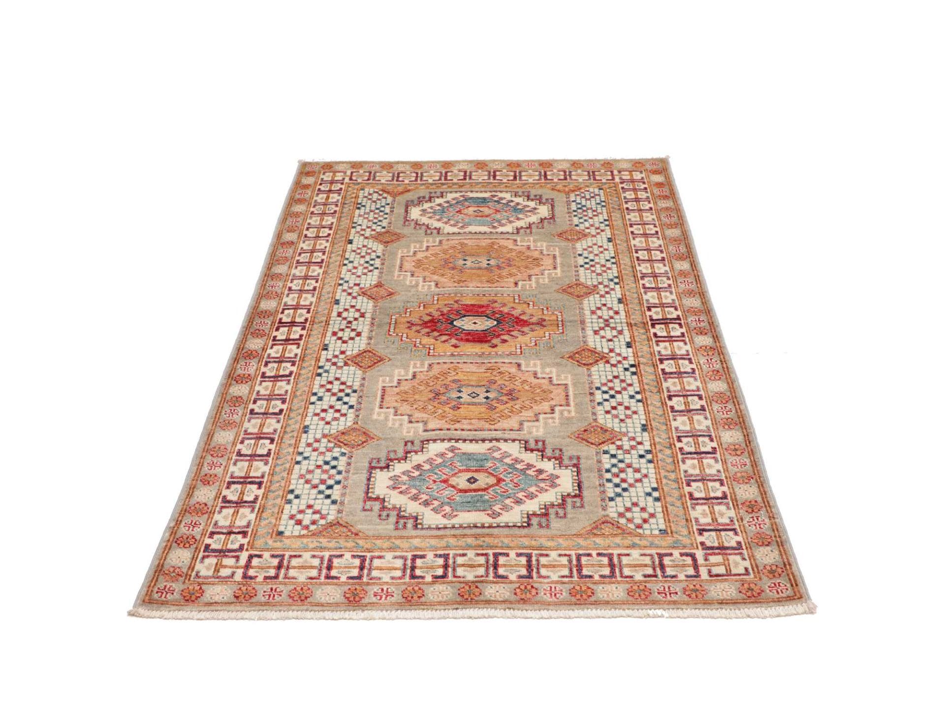 kazak-teppich-106-x-152-cm-geometrisches-muster-handgeknupft-3 Kazak Pakistani Rug 106 × 152 cm, Wool, hand-knotted