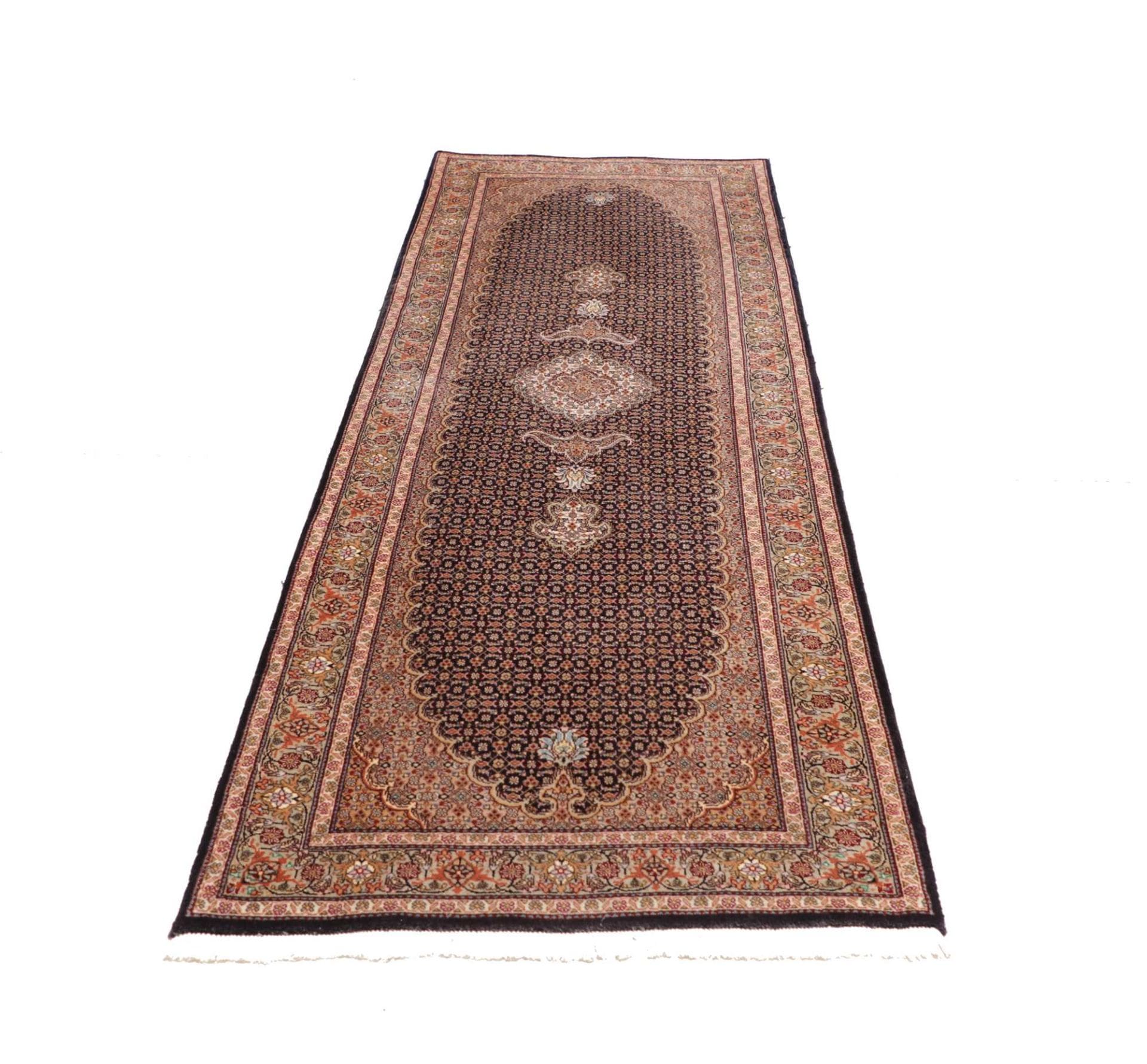 tabriz-mahi-teppich-88-x-252-cm-hochwertige-schurwolle-handgeknupft-3 Hand-Knotted Wool Tabriz Persian Rug, 88 × 252 cm