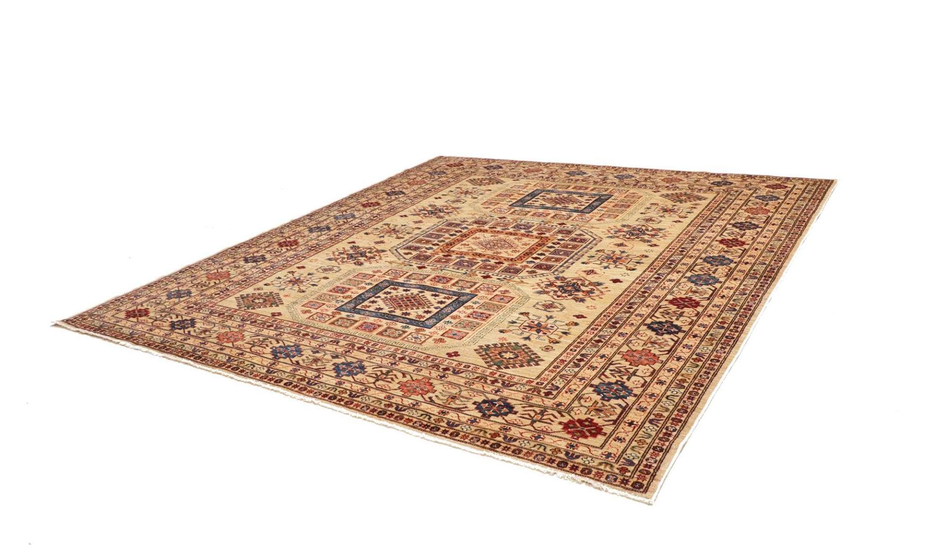 kazak-teppich-264-x-304-cm-geometrisches-muster-handgeknupft-1 Kazak Pakistani Rug 264 × 304 cm, Wool, hand-knotted