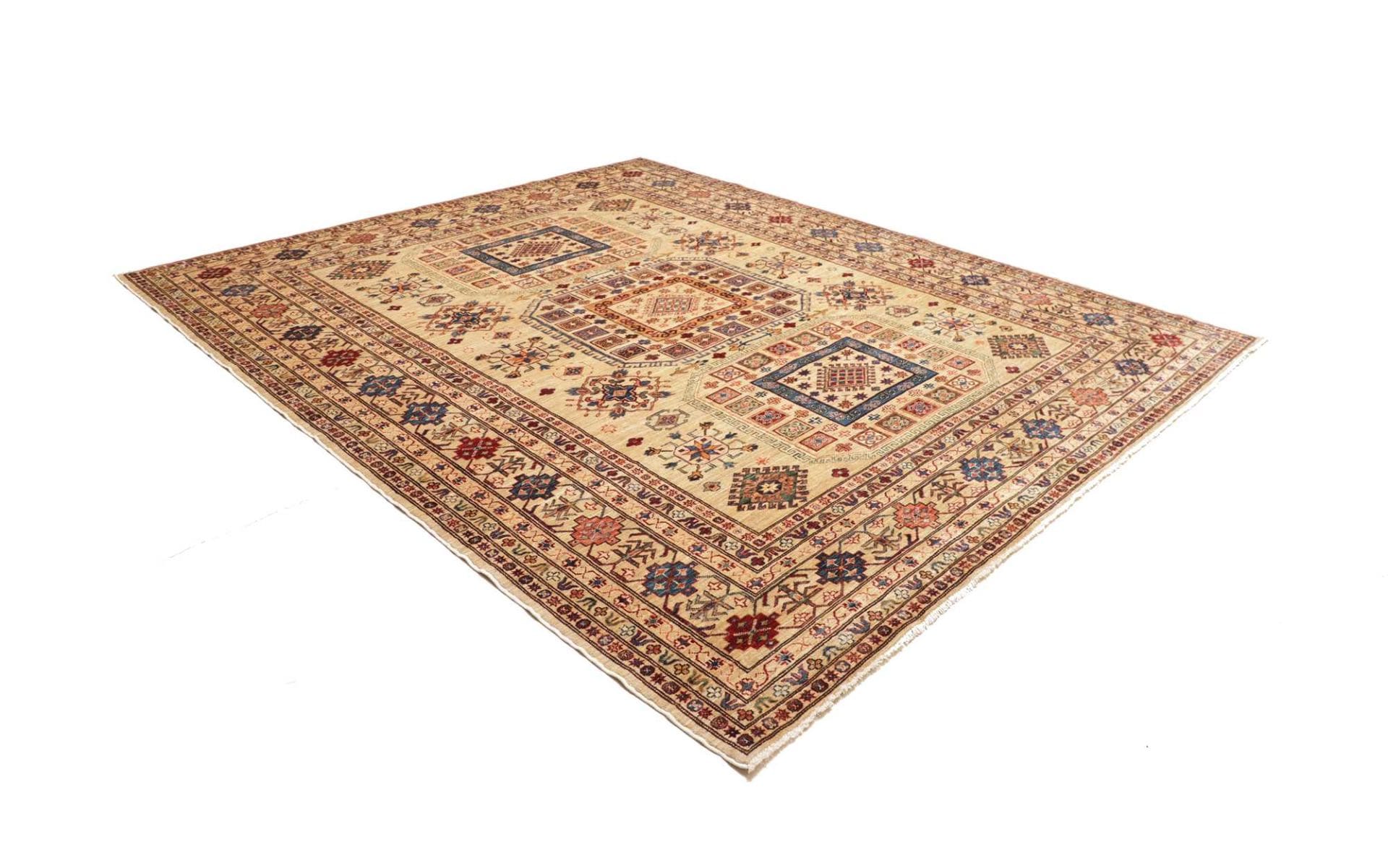 kazak-teppich-264-x-304-cm-geometrisches-muster-handgeknupft-2 Kazak Pakistani Rug 264 × 304 cm, Wool, hand-knotted