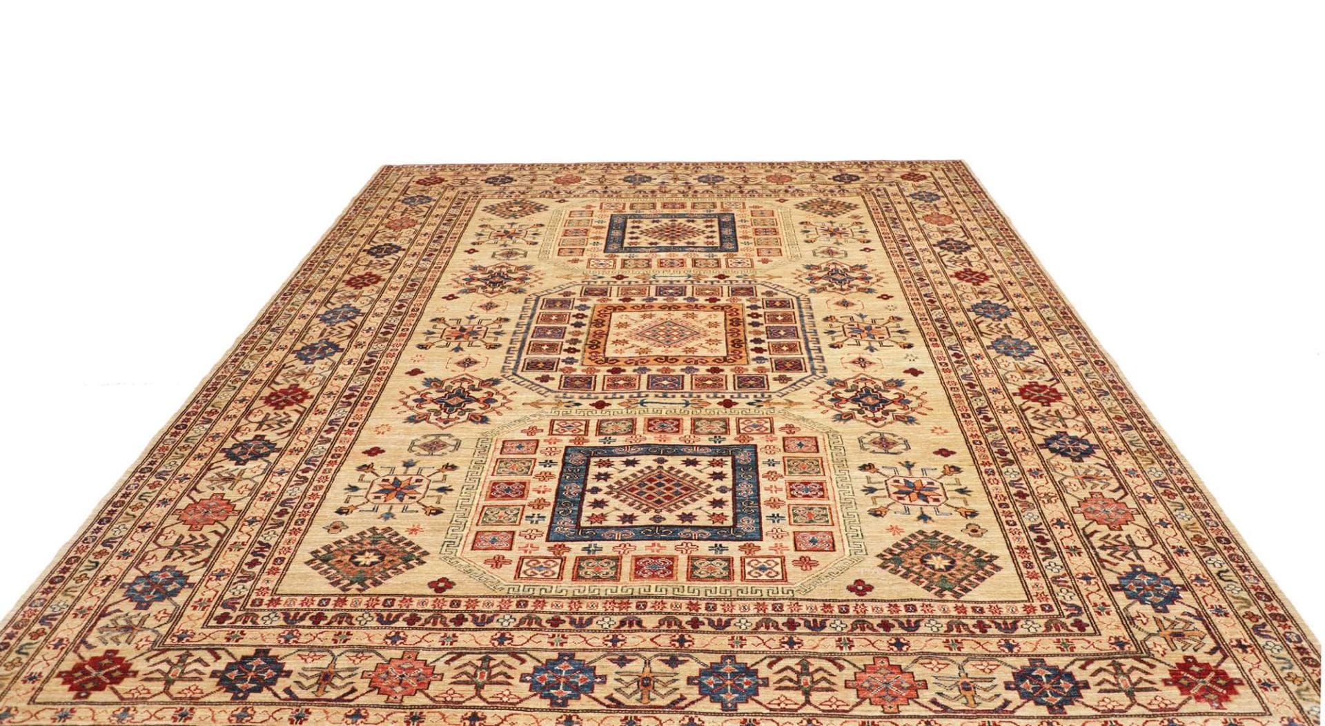 kazak-teppich-264-x-304-cm-geometrisches-muster-handgeknupft-3 Kazak Pakistani Rug 264 × 304 cm, Wool, hand-knotted