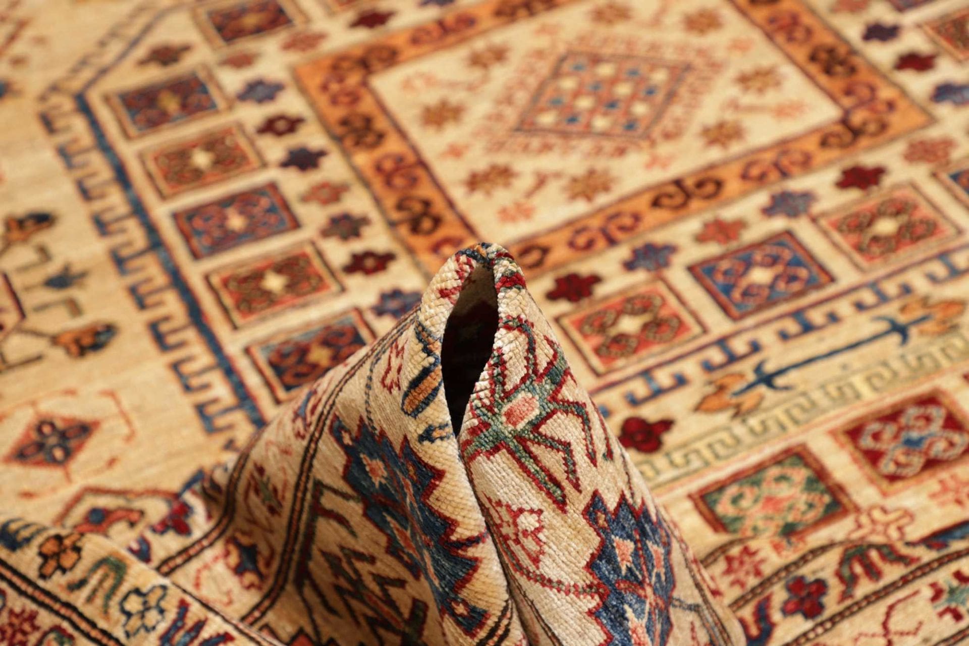 kazak-teppich-264-x-304-cm-geometrisches-muster-handgeknupft-8 Kazak Pakistani Rug 264 × 304 cm, Wool, hand-knotted