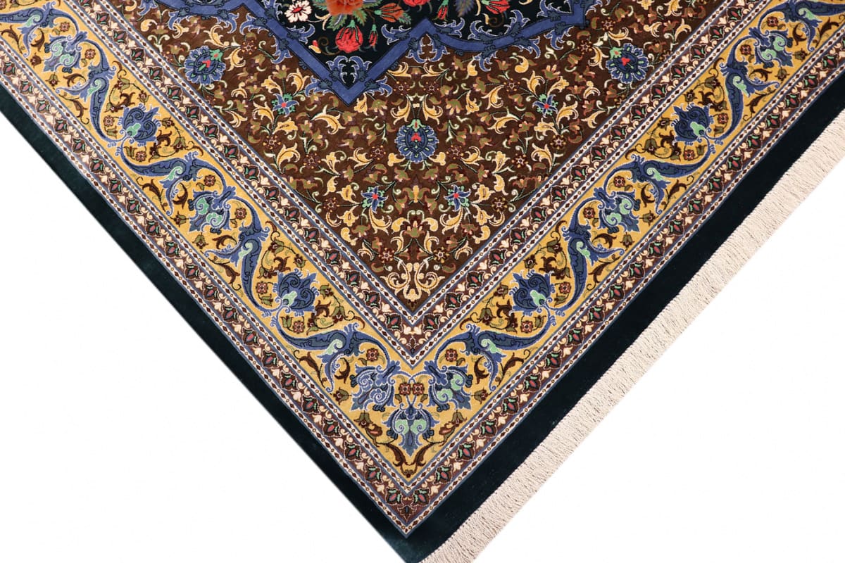 exklusiver-seidenteppich-ghom-193x131-cm-grun-handgeknupft-4 Qom Persian Rug — hand-knotted, Silk